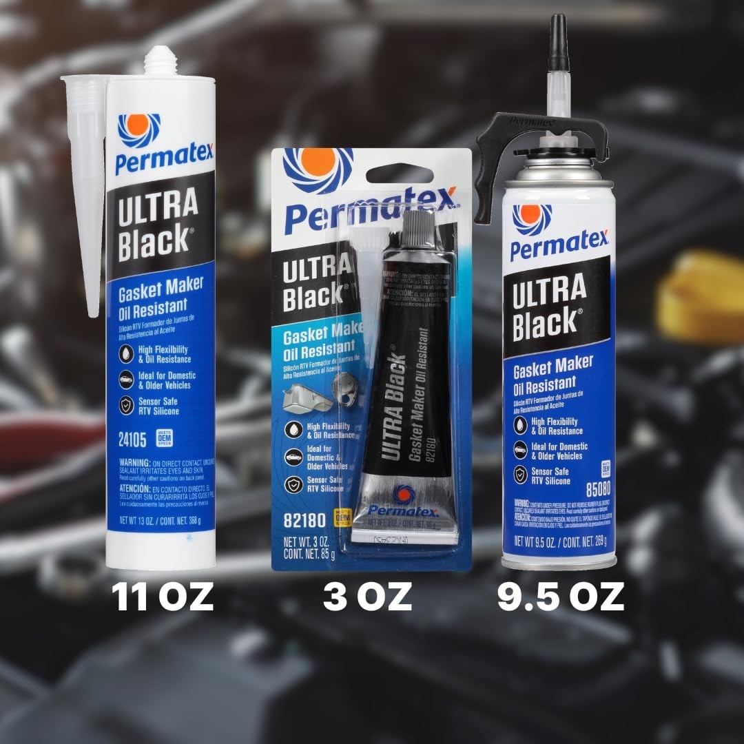 3 oz Ultra Black Gasket Maker - Sensor Safe, High Flex & Temperature Resistant