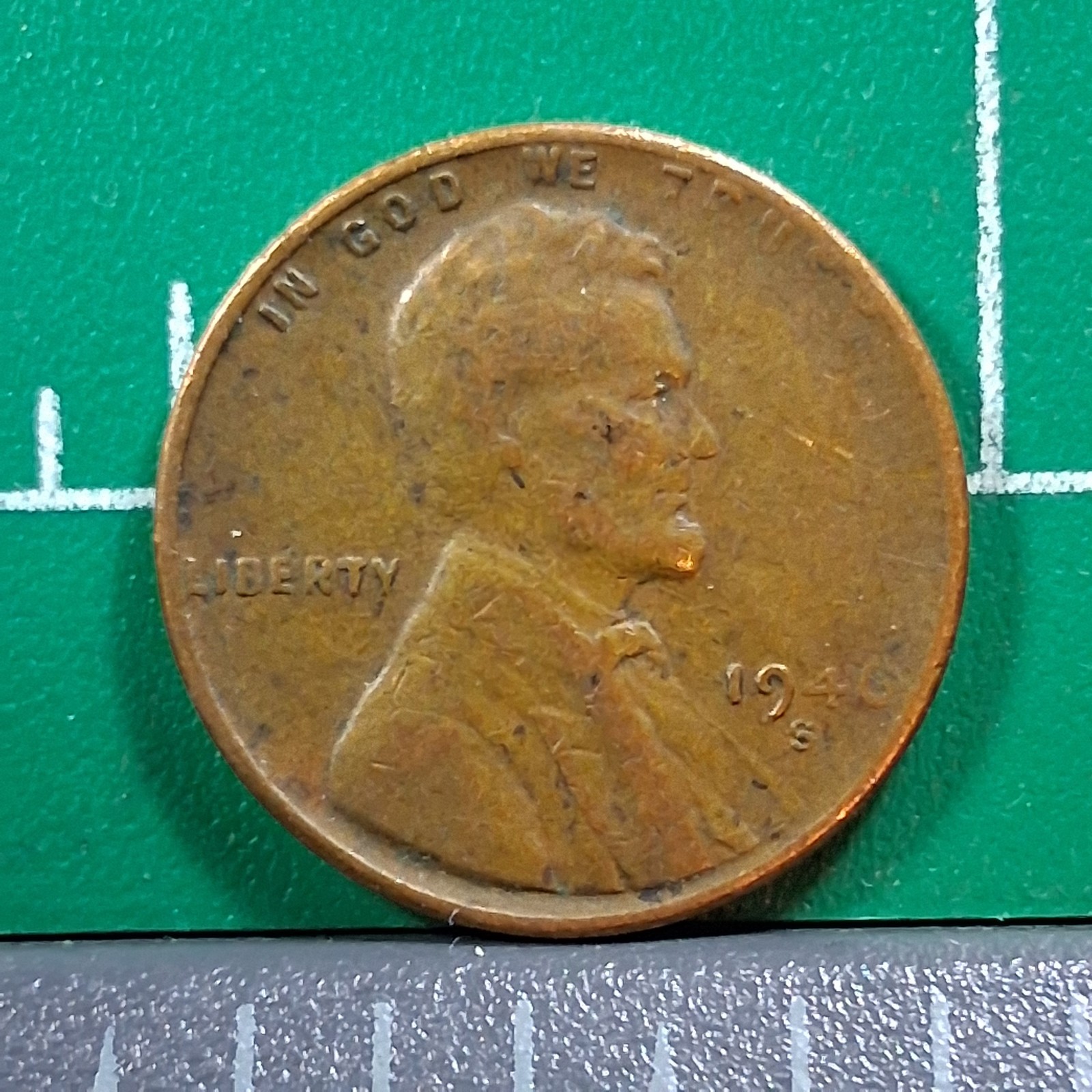 1946-S United States USA Abraham Lincoln Wheat Penny 1 Cent Copper Coin
