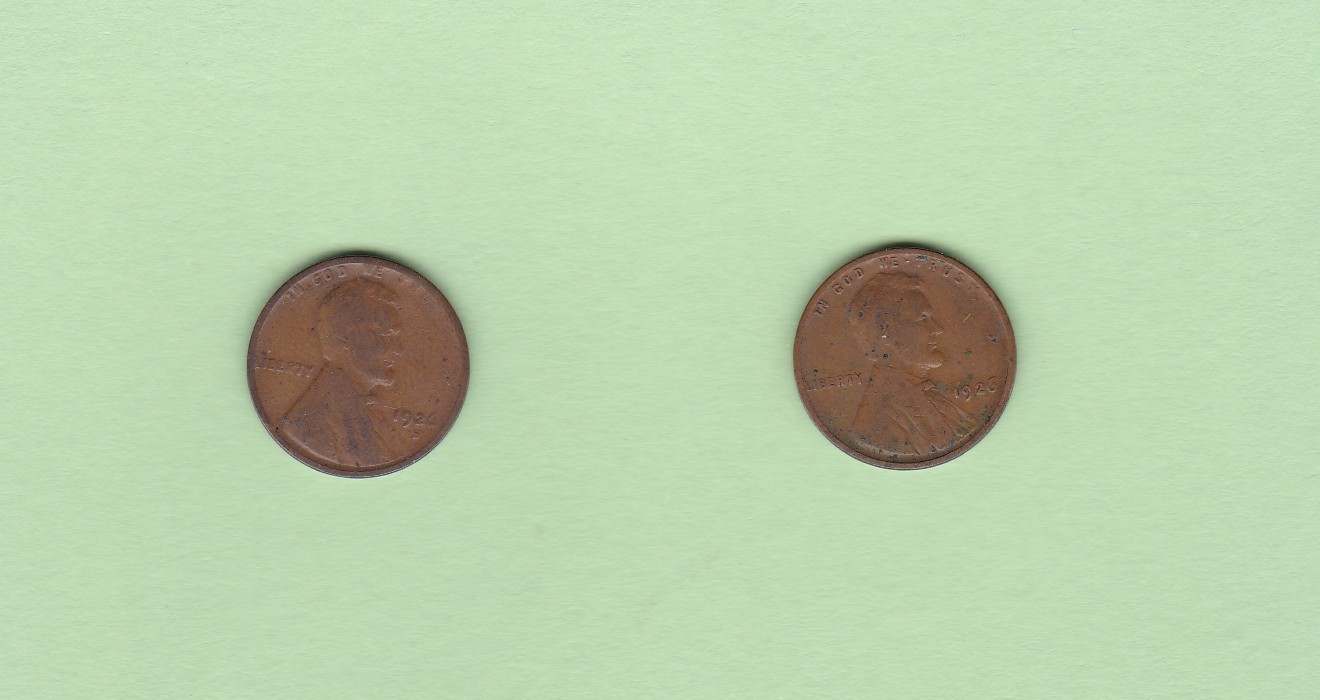 1926 P D   P - D LINCOLN WHEAT PENNY 1 CENT PAIR 2 COINS TOGETHER .99 Shipping