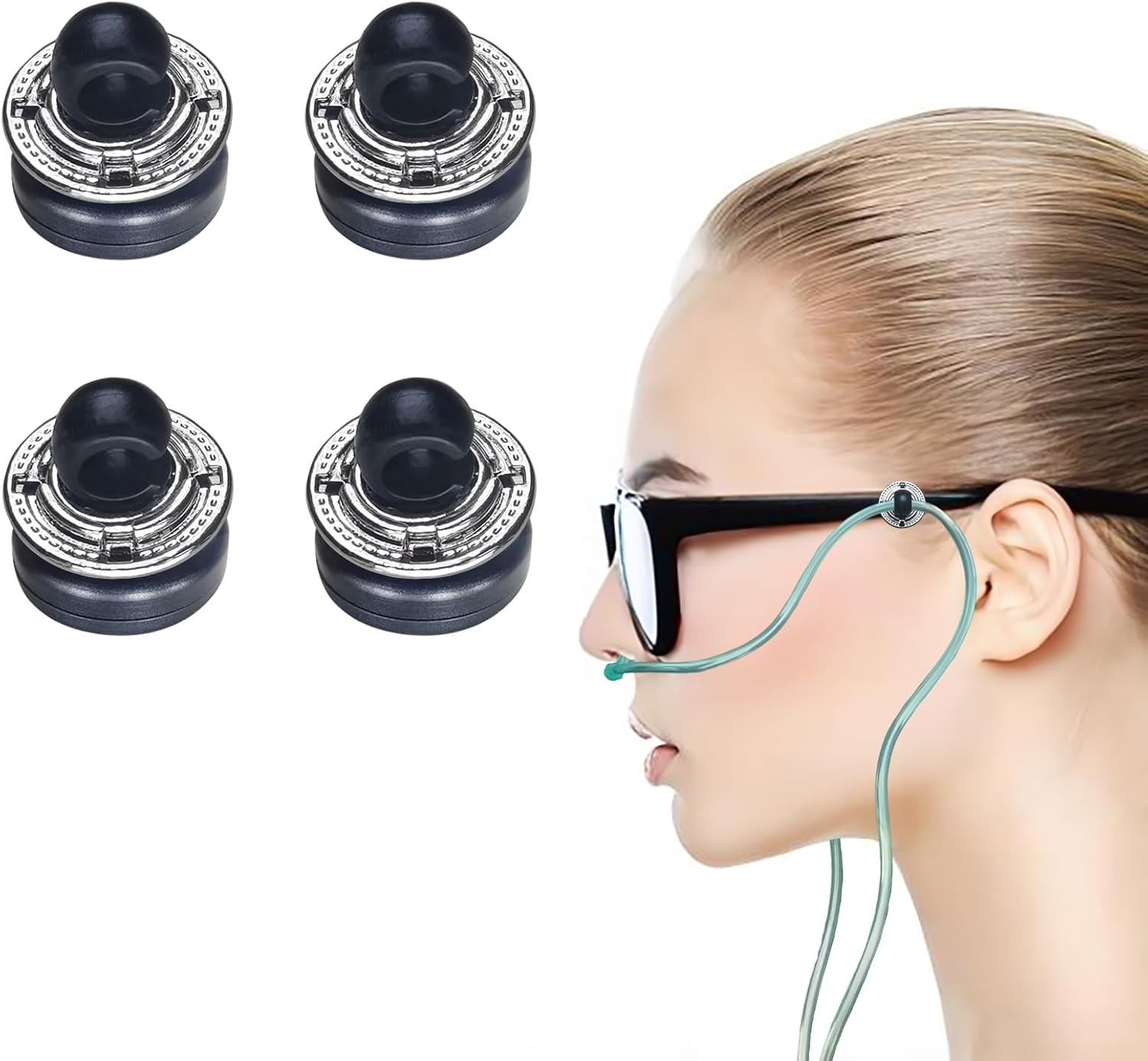 Oxygen Tube Holder for Glasses Prevent Ear Pain for .2-.5 Inch thick frames only