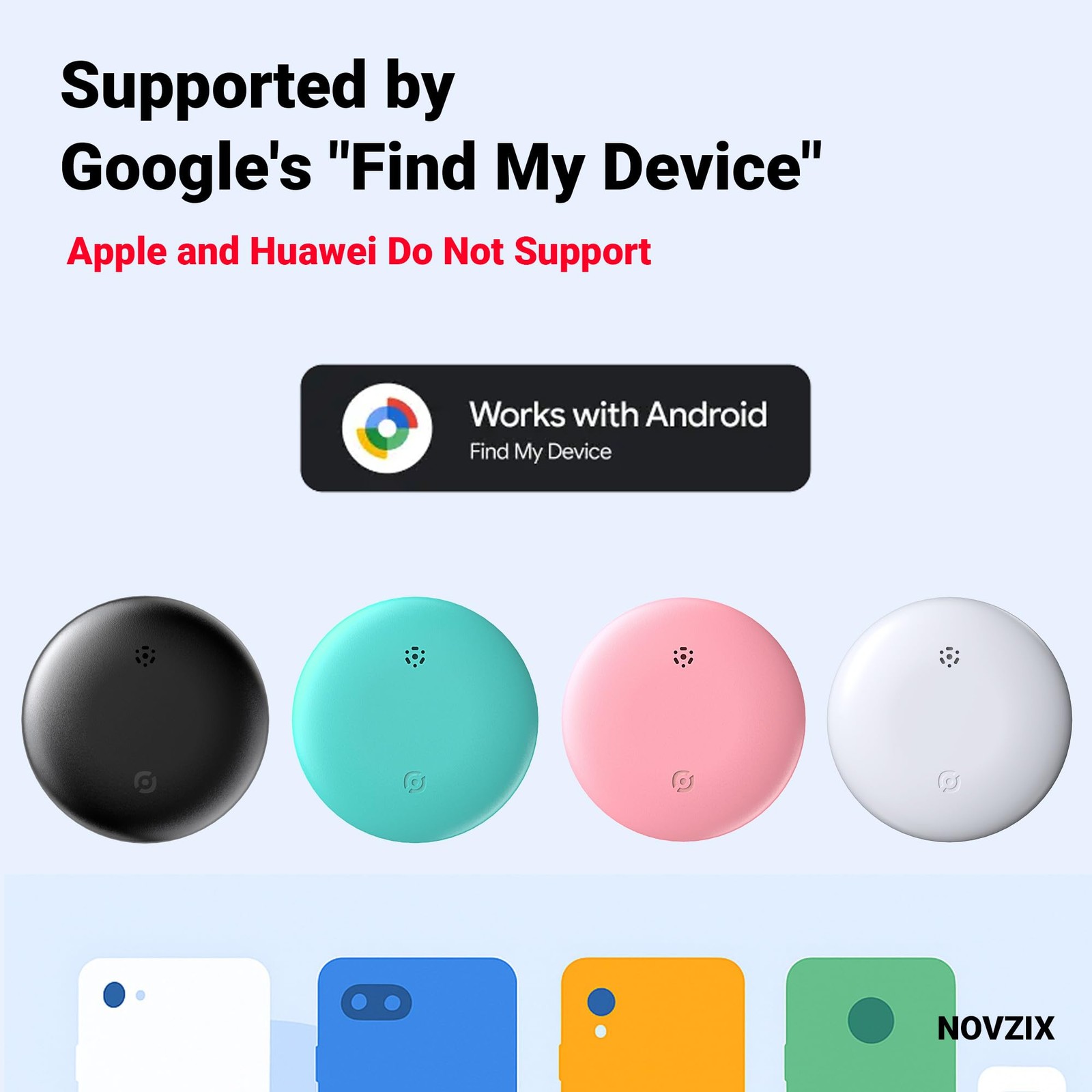 Android Compatible Air Tracker Tag - Tags for Phones, Black