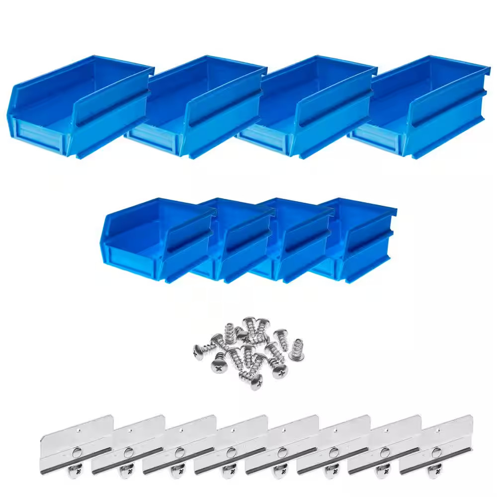 4-1/8 In. W X 3 In. H Blue Wall Storage Bin Organizer (8-Piece)