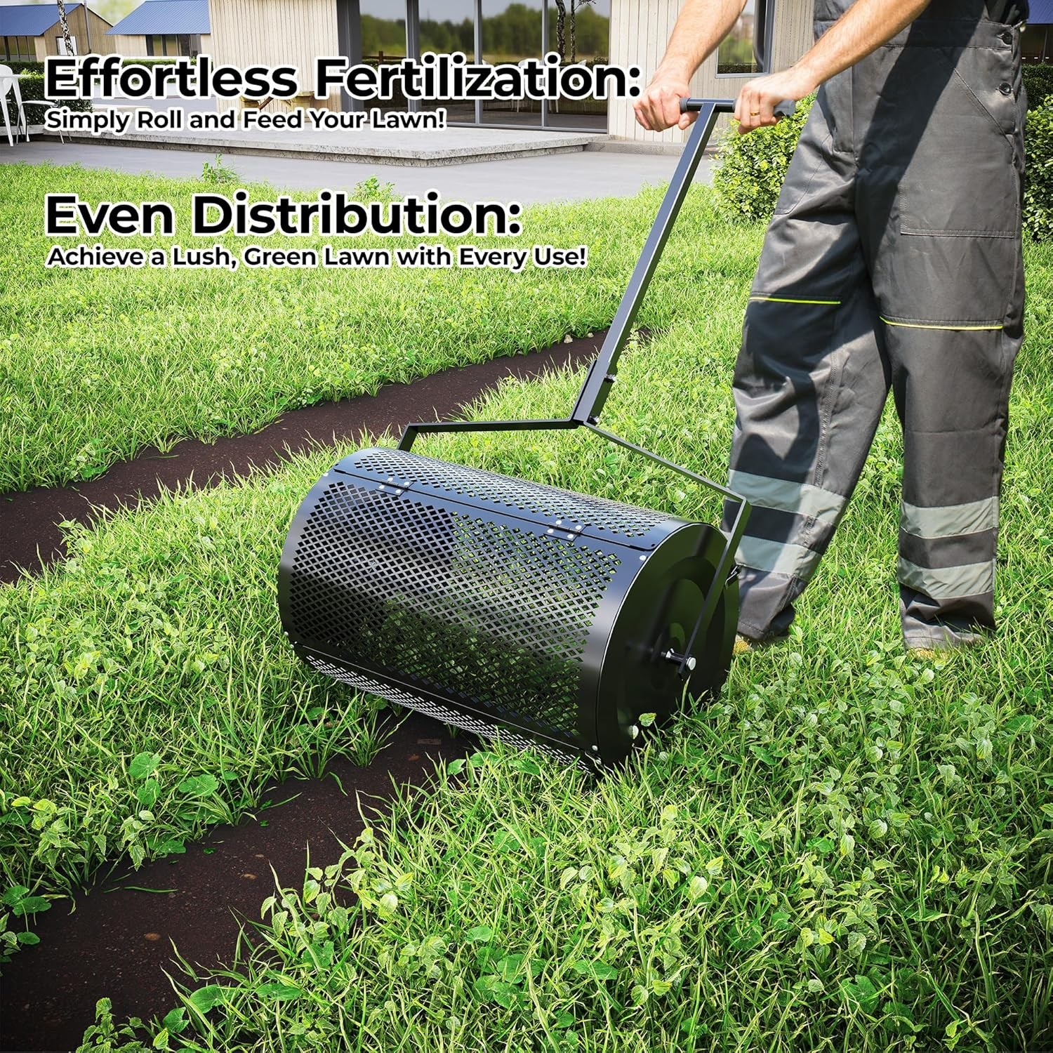24-Inch Multi-Function Lawn Spreader for Garden Top Dressing Soil Enhancement