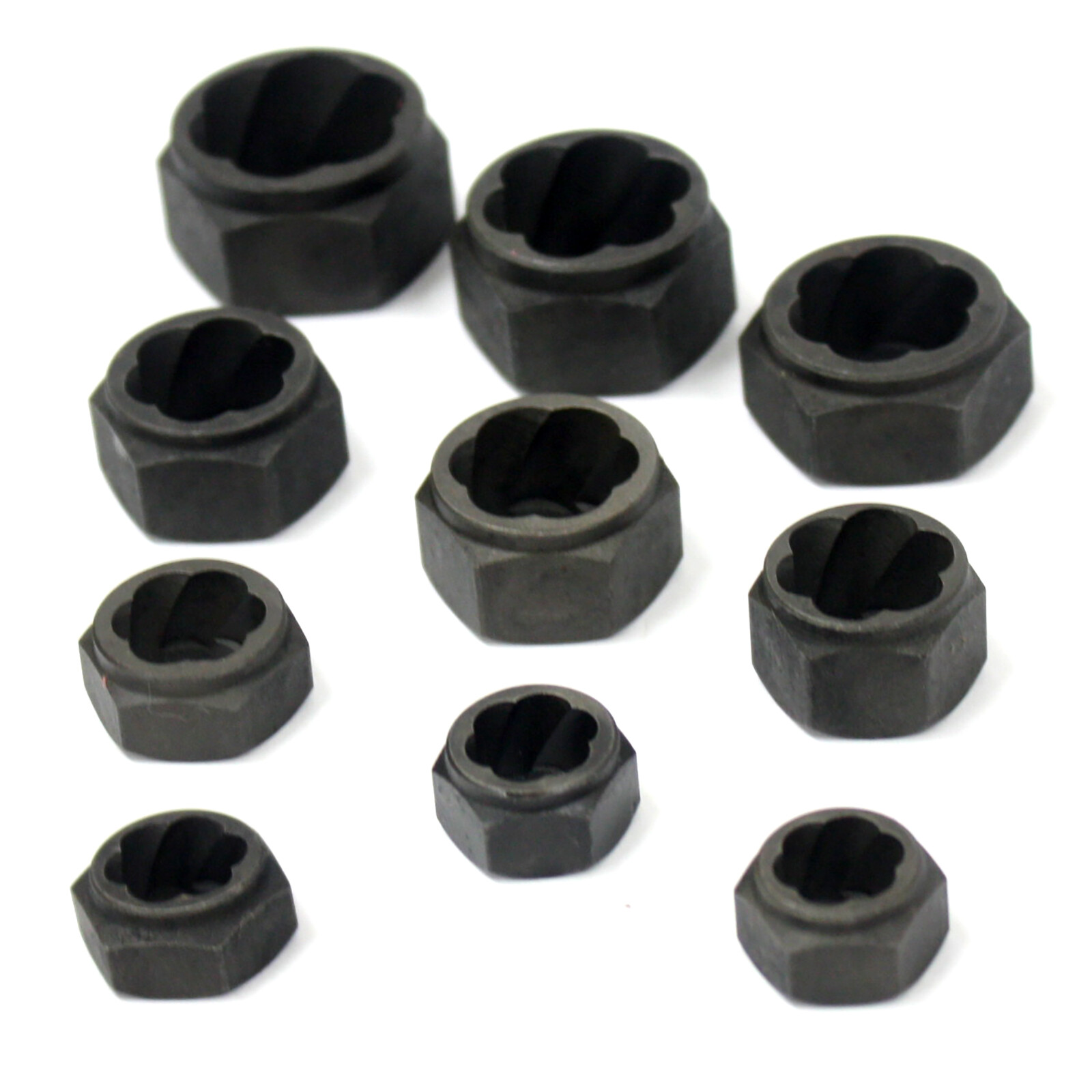 10pc 9 - 19mm Low Profile Damaged Broken Rounded Stud Nut Bolt Remover Twist Set
