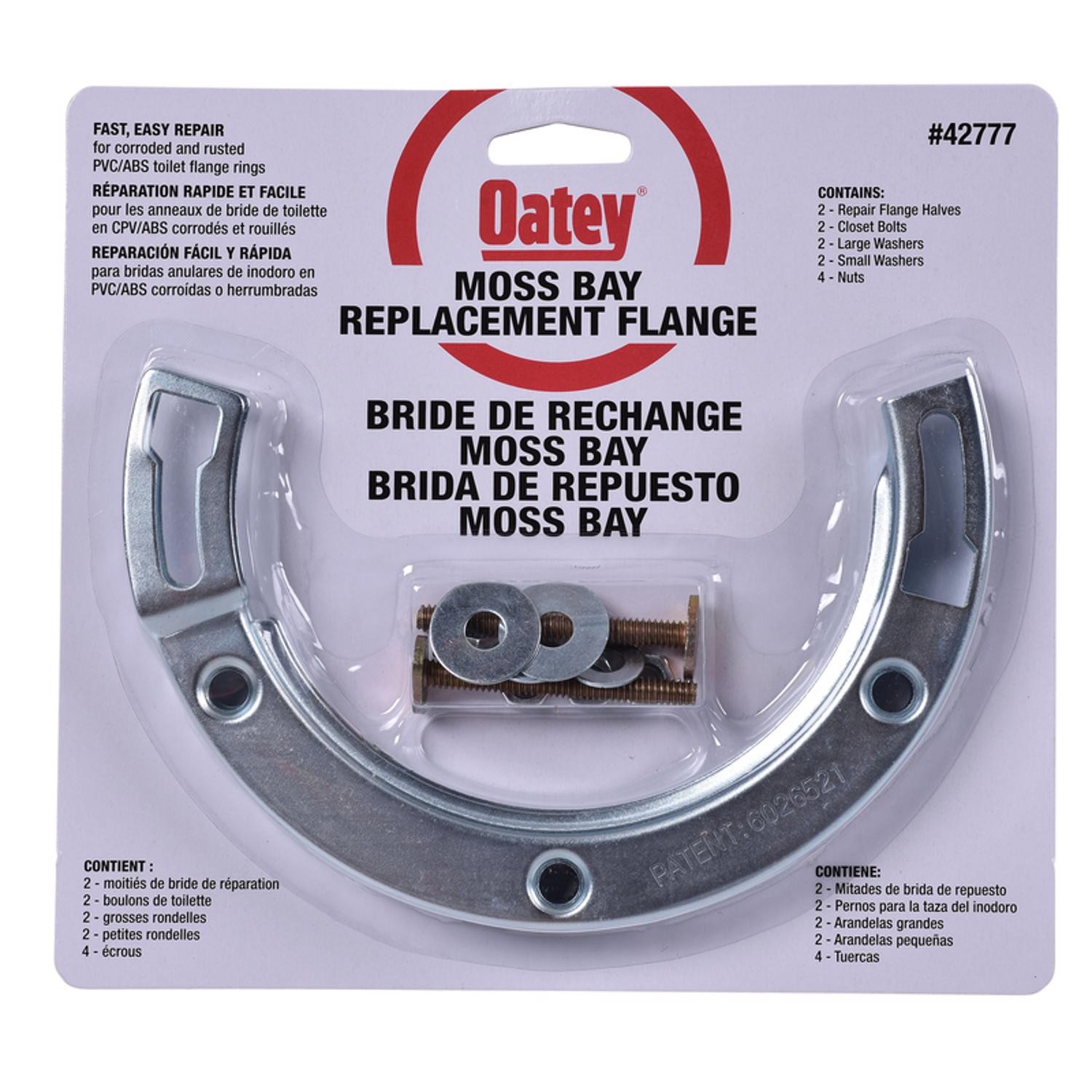 Oatey 42777 Galvanized Stainless Steel Toilet Flange 1/4 H x 6 W x 6-1/2 D in.