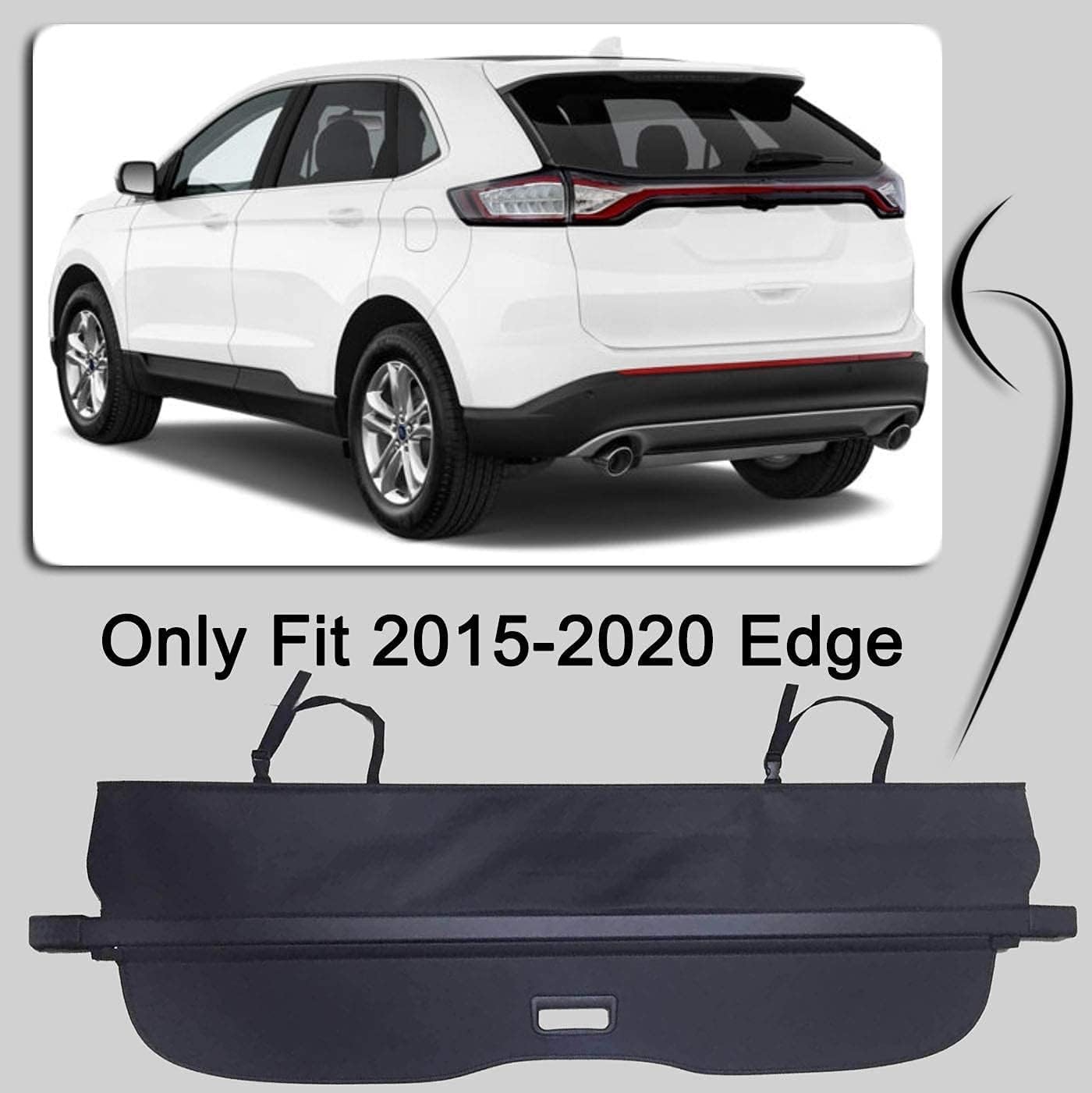 kaungka Cargo Cover Retractable for 2015-2017 Ford Edge Black