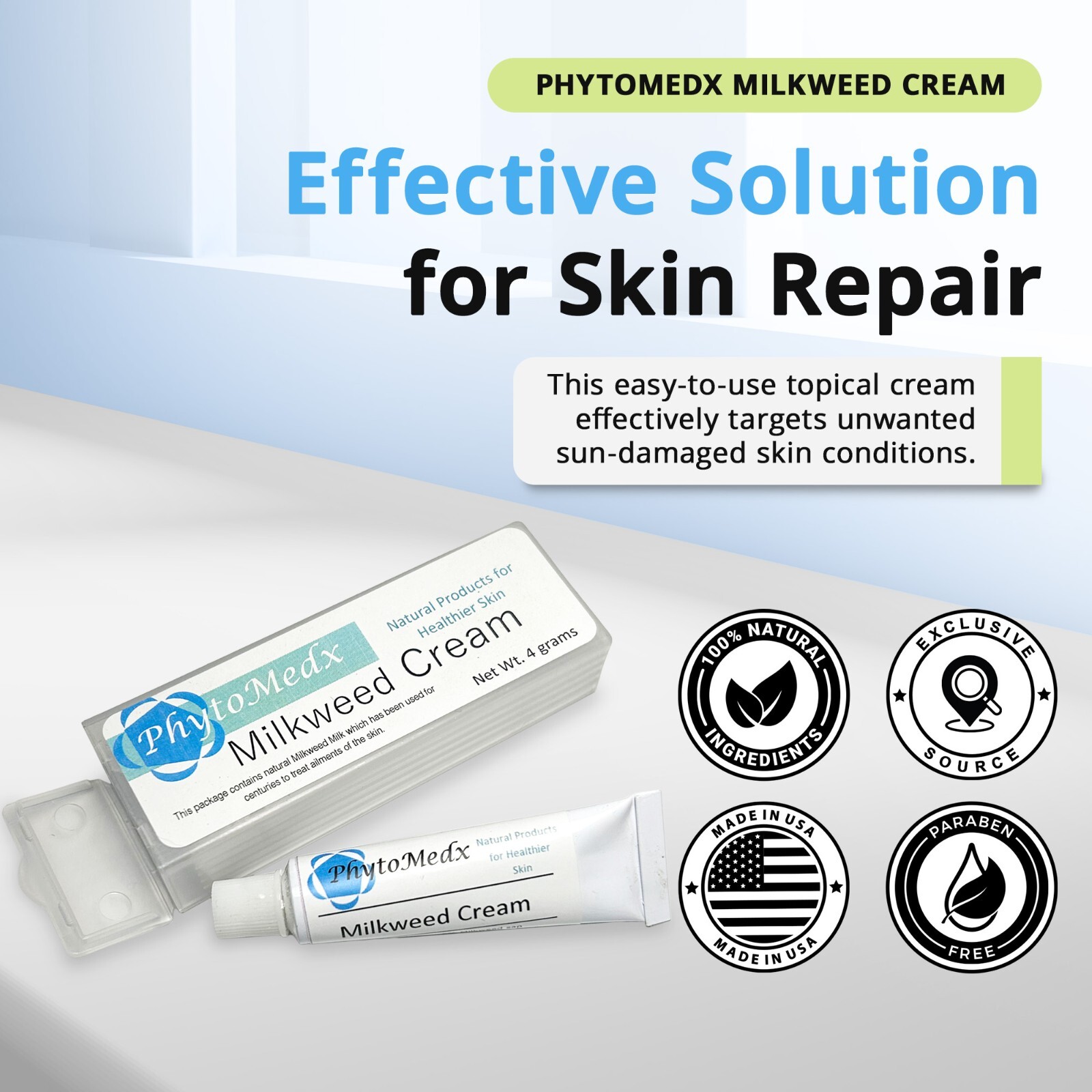 PhytoMedx Milkweed Cream - Sun-damaged skin care cream - Natural Healing