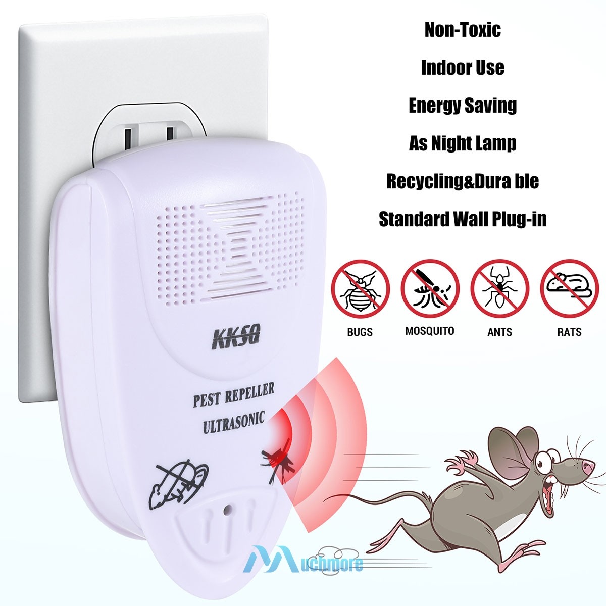 Electric Ultrasonic Anti Mosquito Rat Mice Bug Flea Fly Cockroach Pest Repeller