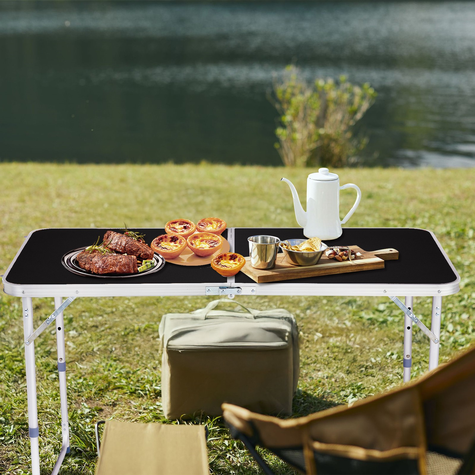 Hot Sale 4Ft Portable Multipurpose Folding Table Black High Quality Convenient