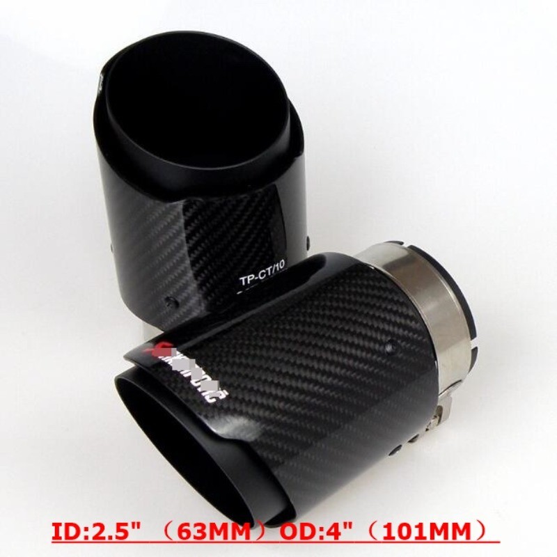 2*Akrapovic Glossy Black Carbon Fiber Exhaust tip 63mm-101mm Universal Tail pipe