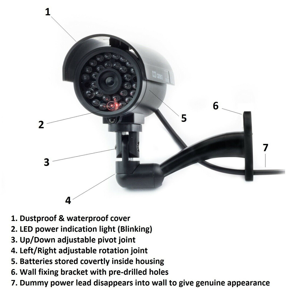 Wireless Fake CCTV Camera Outdoor Dummy Security Waterproof IR LED