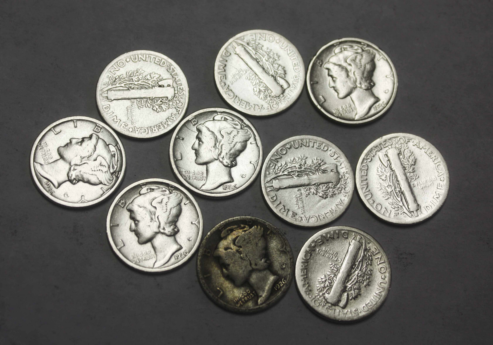 1926-d Mercury Head Dime.  Average Grade of Coin You Will Receive is pictured