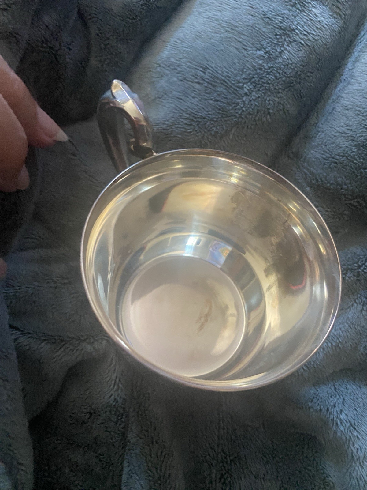 11 Silver Metal Ornate Handle Punch Cups