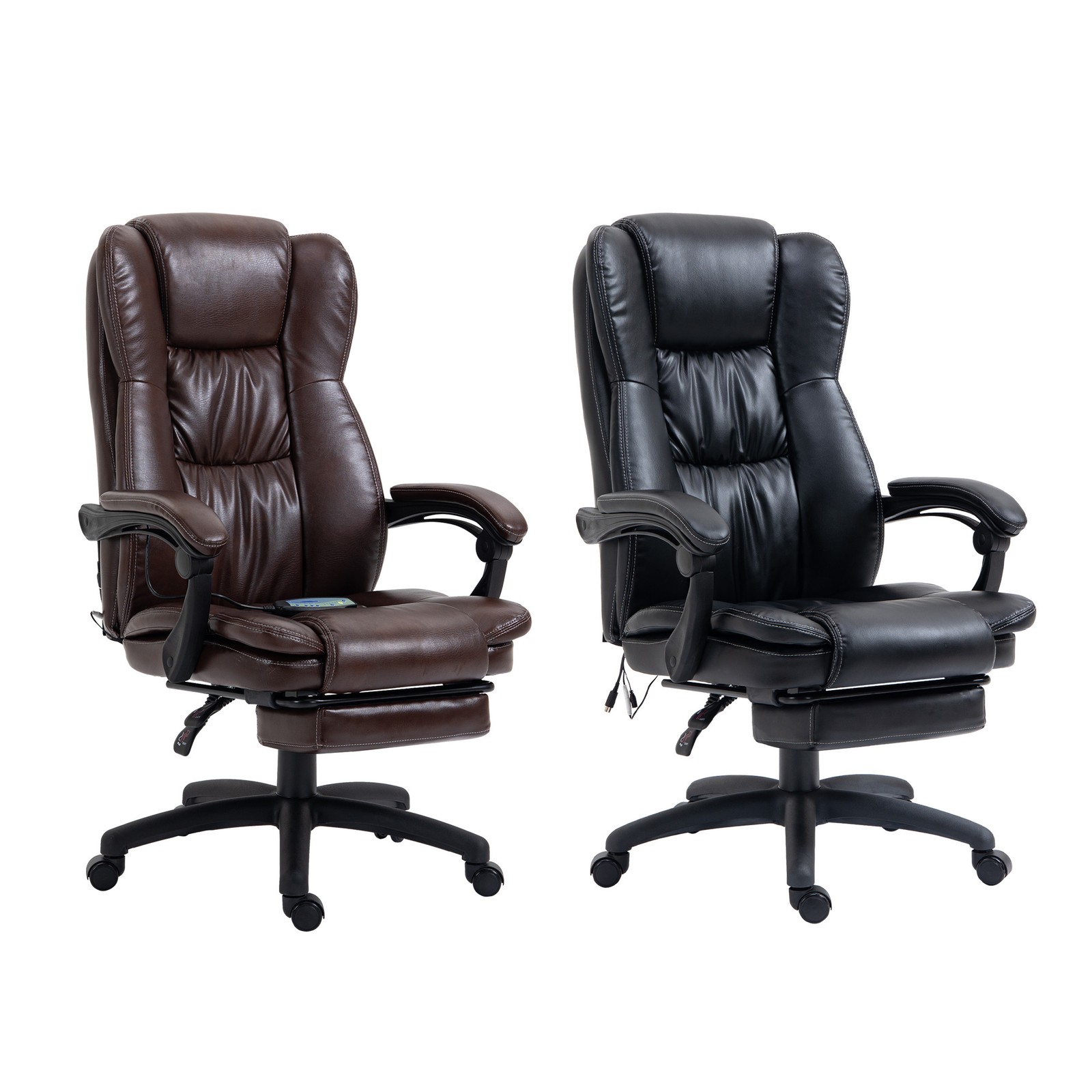 Vinsetto Adjustable Massage Office Chair w/ Reclining Back and Footrest