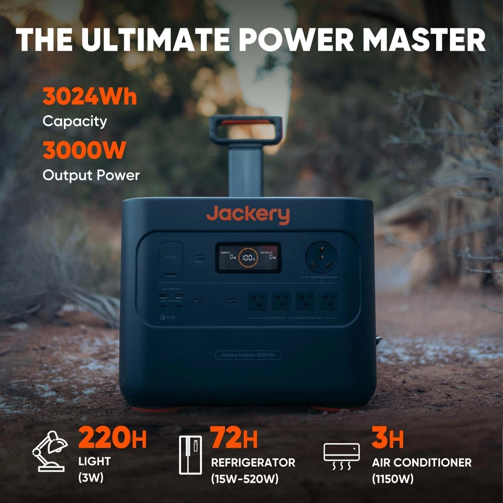 Jackery Refurbished Portable Power Station Explorer 3000 Pro, 3014Wh