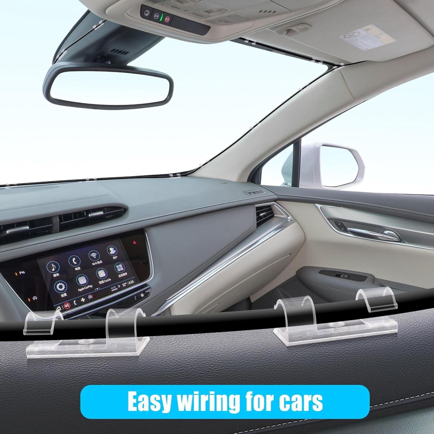 50 Medium Clear Cable Clips - Durable Self-Adhesive Wire Holders for Any Surface