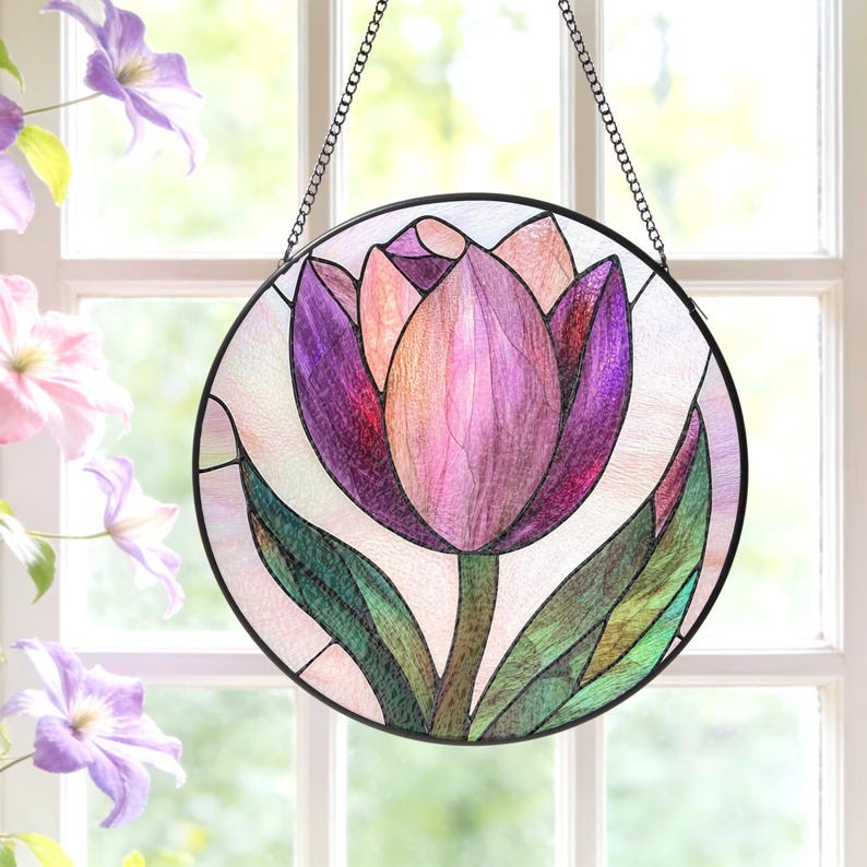Stained Glass Tulips Suncatcher