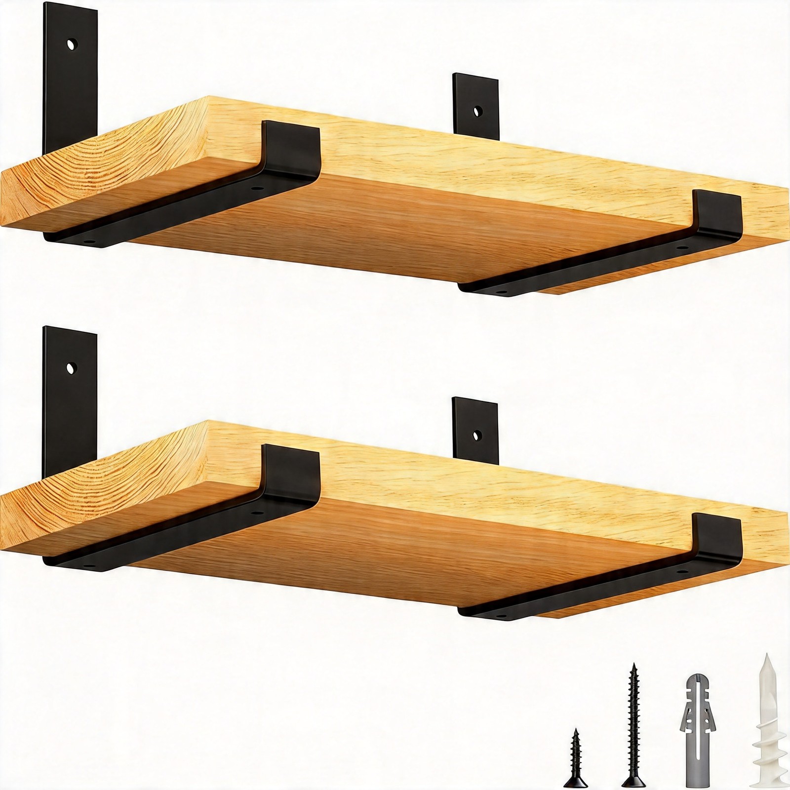 NEW 10 Inch Wall Shelf Brackets Black Iron Floating Shelf Hardware 4-Pack
