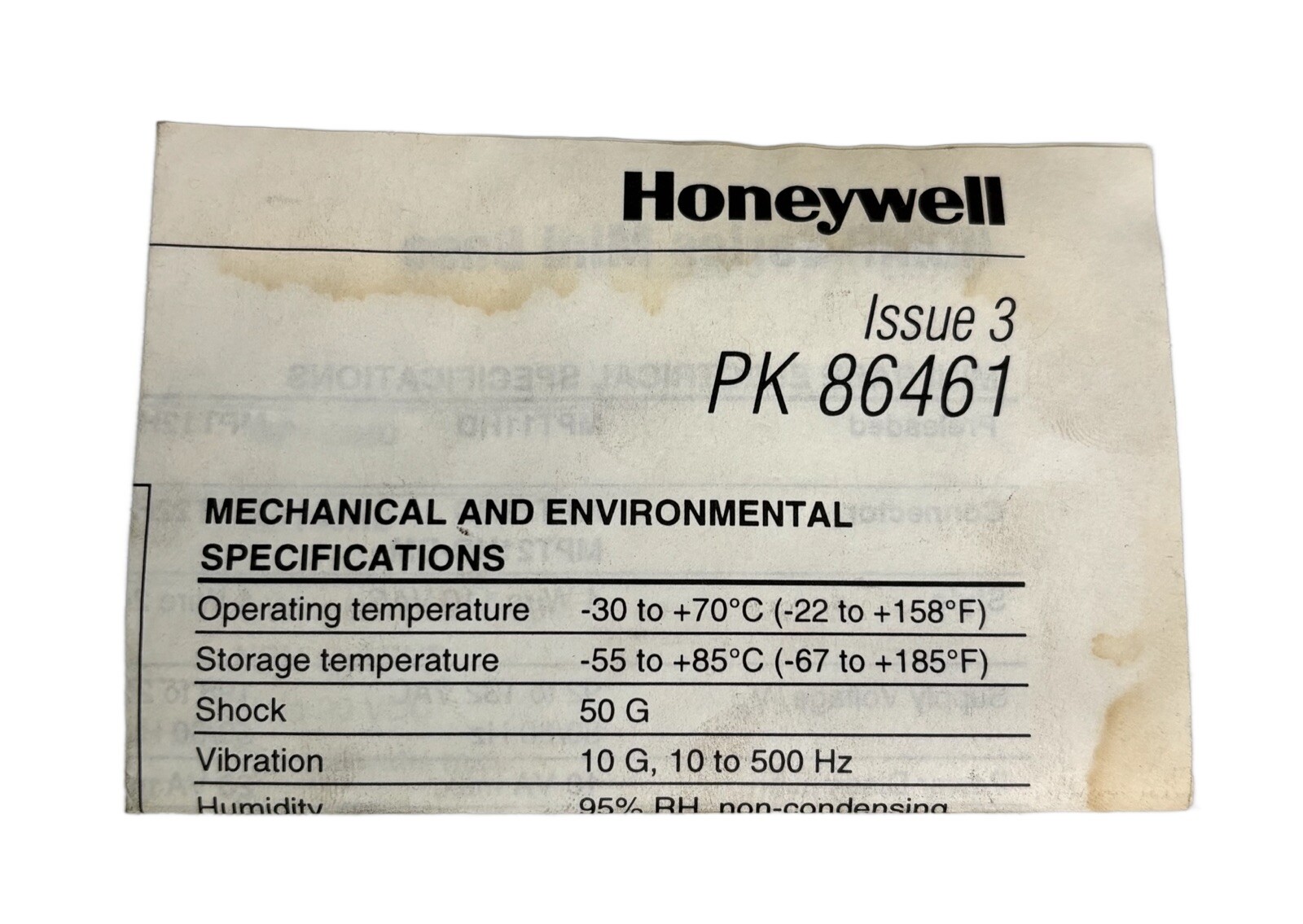 Honeywell MPT31HD Micro Switch Issue 3 PK 86461