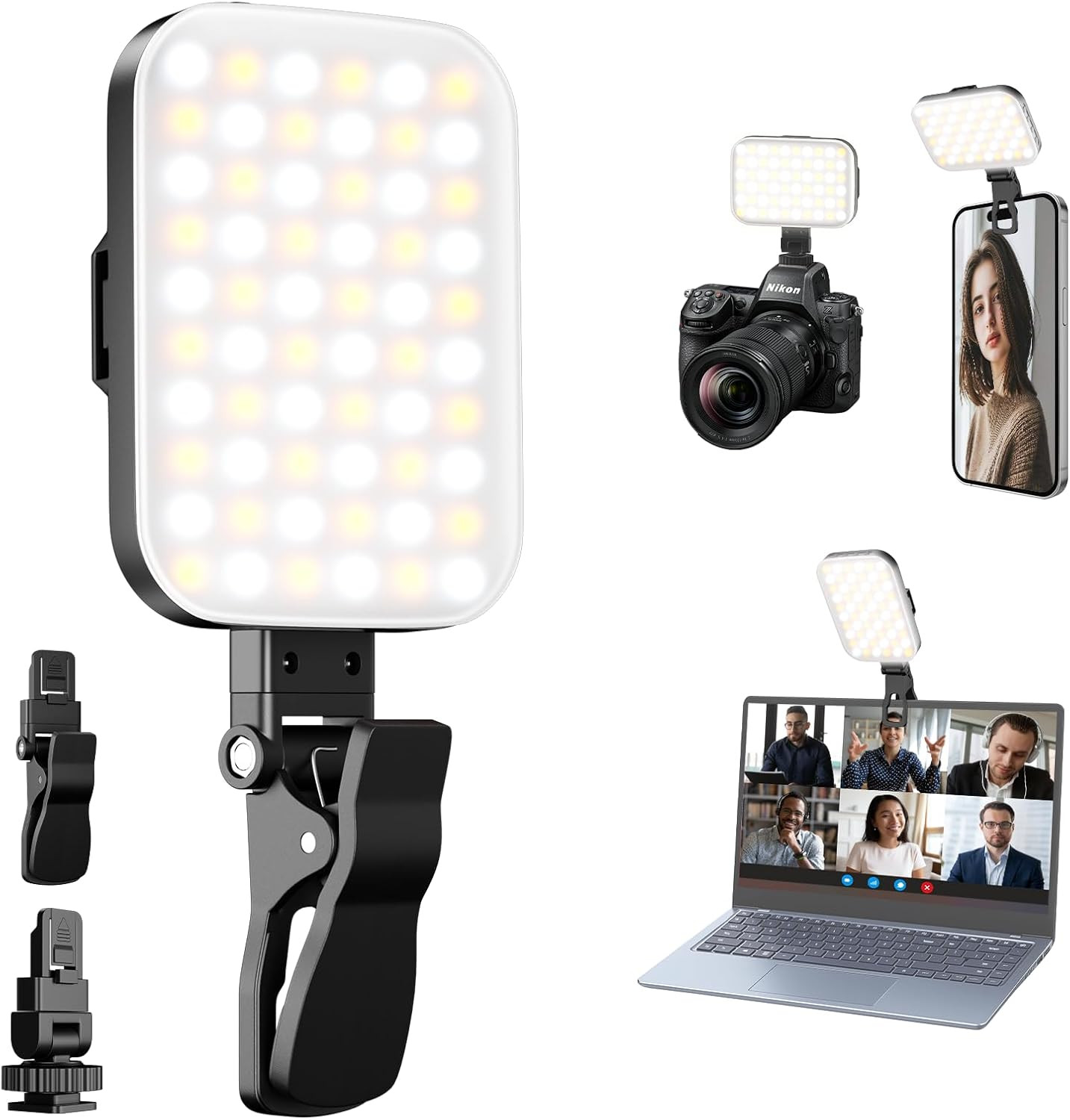 60 LED Selfie Light for Iphone, Protable Clip Light for Phone Camera with 360° &
