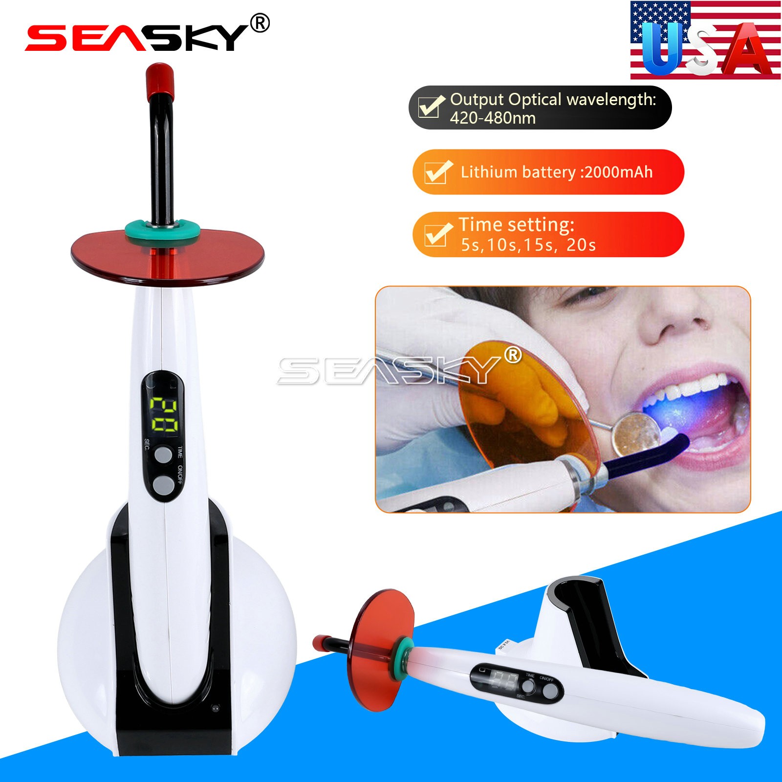 Wood pecker Style Dental 5S Curing Lamp Cure Light ILed 1500mW/cm2