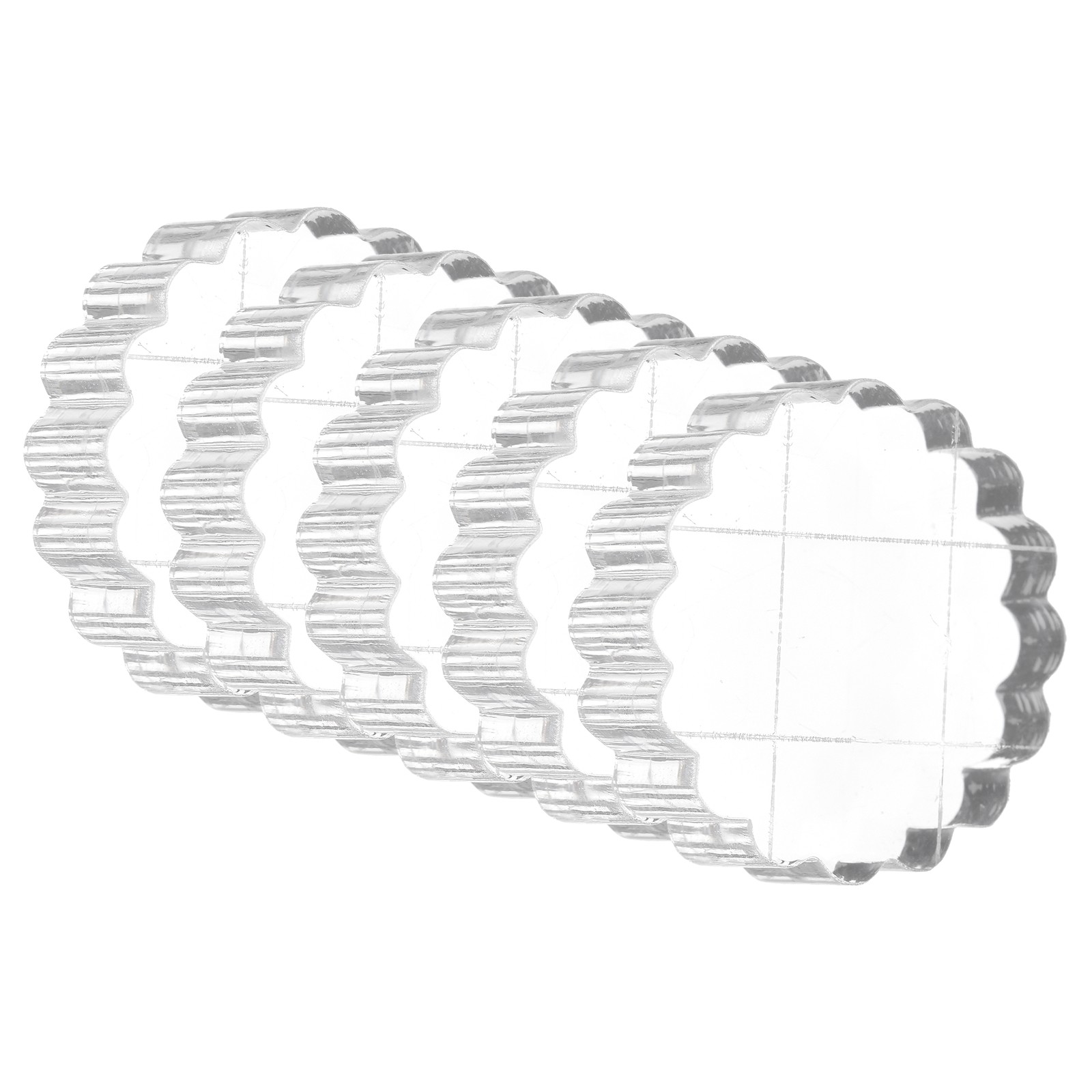 Acrylic Stamp Block, 5 Pack Round Shape with Grid Lines, 1"