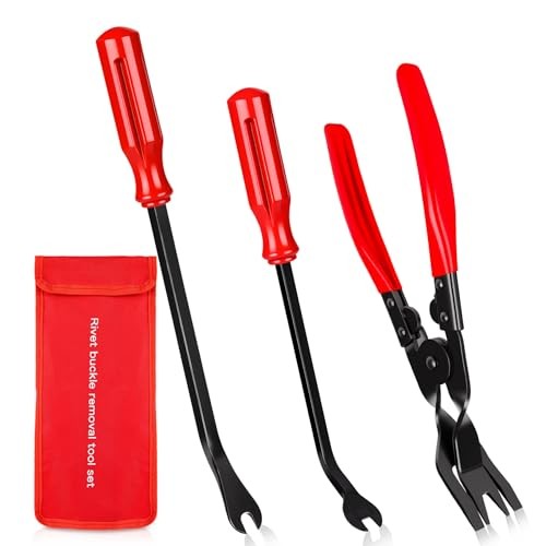 3 PCS Clip Removal Tool,Clip Pliers Fastener Remover,Car Trim Rivet Removal red