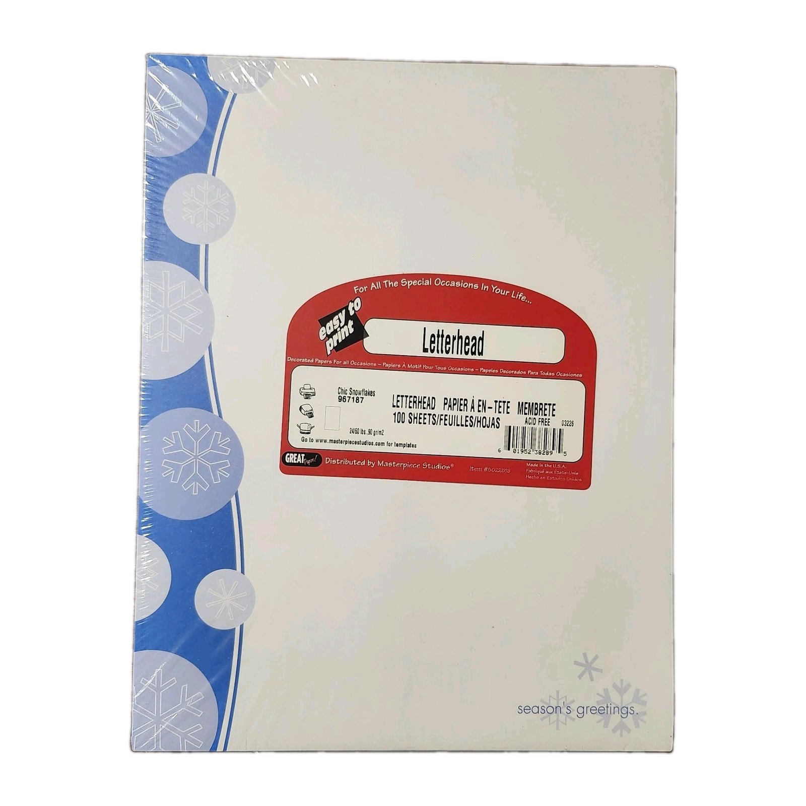 Masterpiece Studios Seasons Greetings Christmas Letterheads 100 Sheets 8.5x11