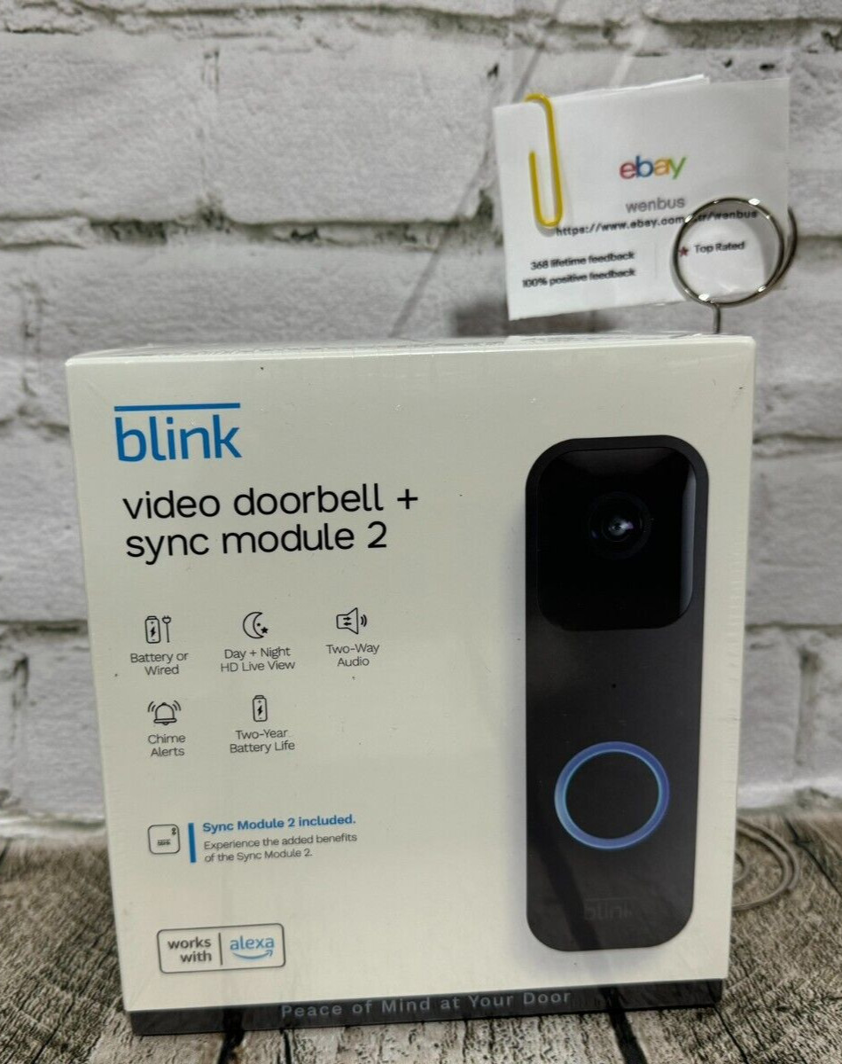 Blink Smart Wi-Fi Video Doorbell Wired/Battery Operated with Sync Module 2 BLK
