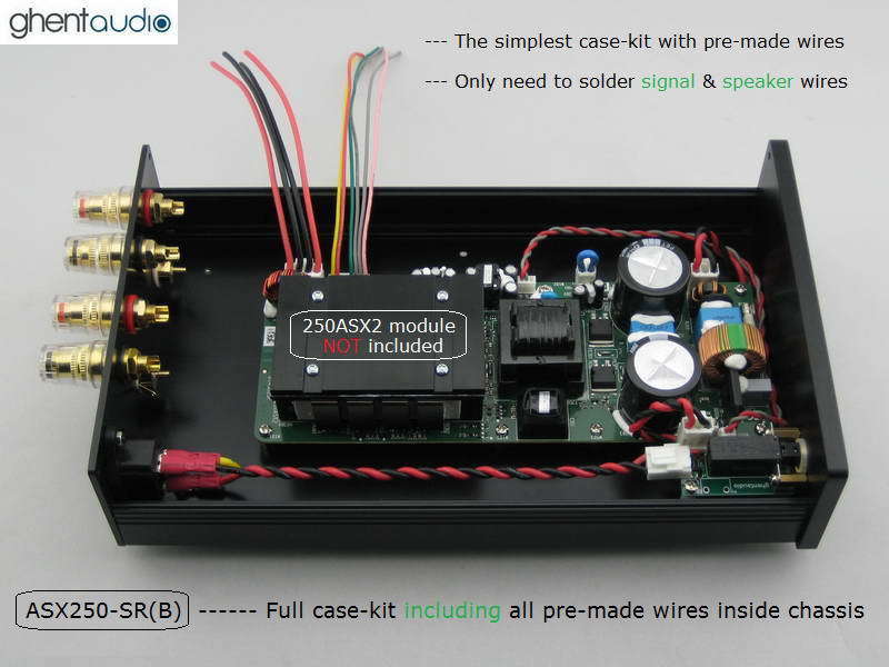 ghentaudio ASX250-SR(B) /w pre-made wires DIY Case-Kit for ICEpower 250ASX2