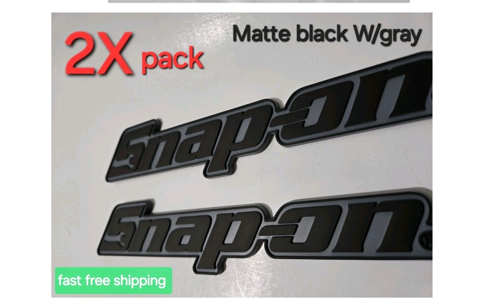 2PK SNAP ON TOOL LOGO EMBLEM MATTE BLACK Badge Decal 8"+2X Dark Titanium Prybars