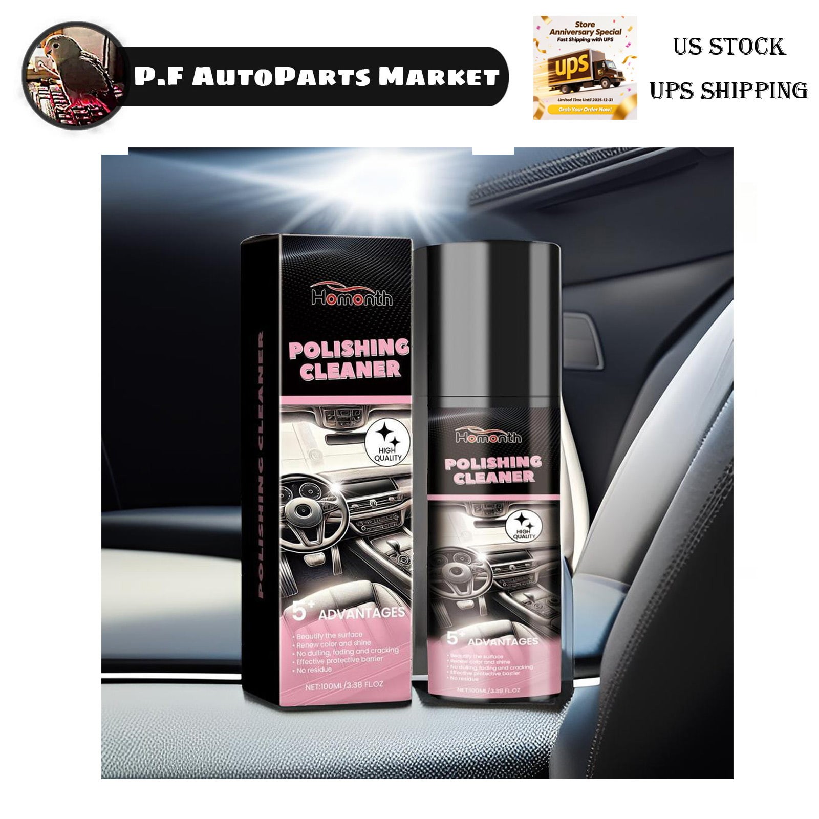 100ml Interior Trim Brightening Spray Car Detailing Polish Revives Faded Panels
