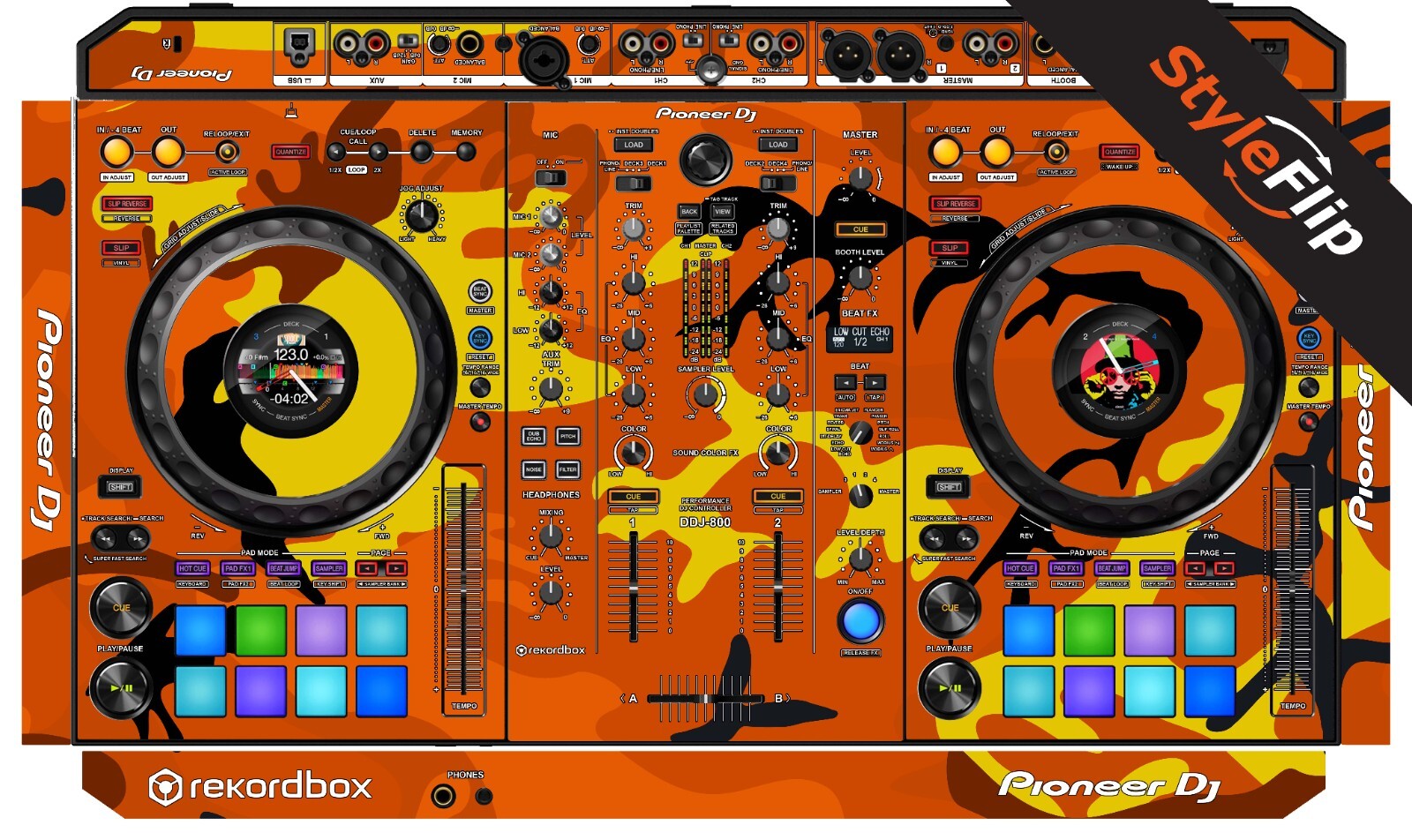 Pioneer DDJ-800 Skin | Color Orange Camo | Protective Decal | StyleFlip Skins