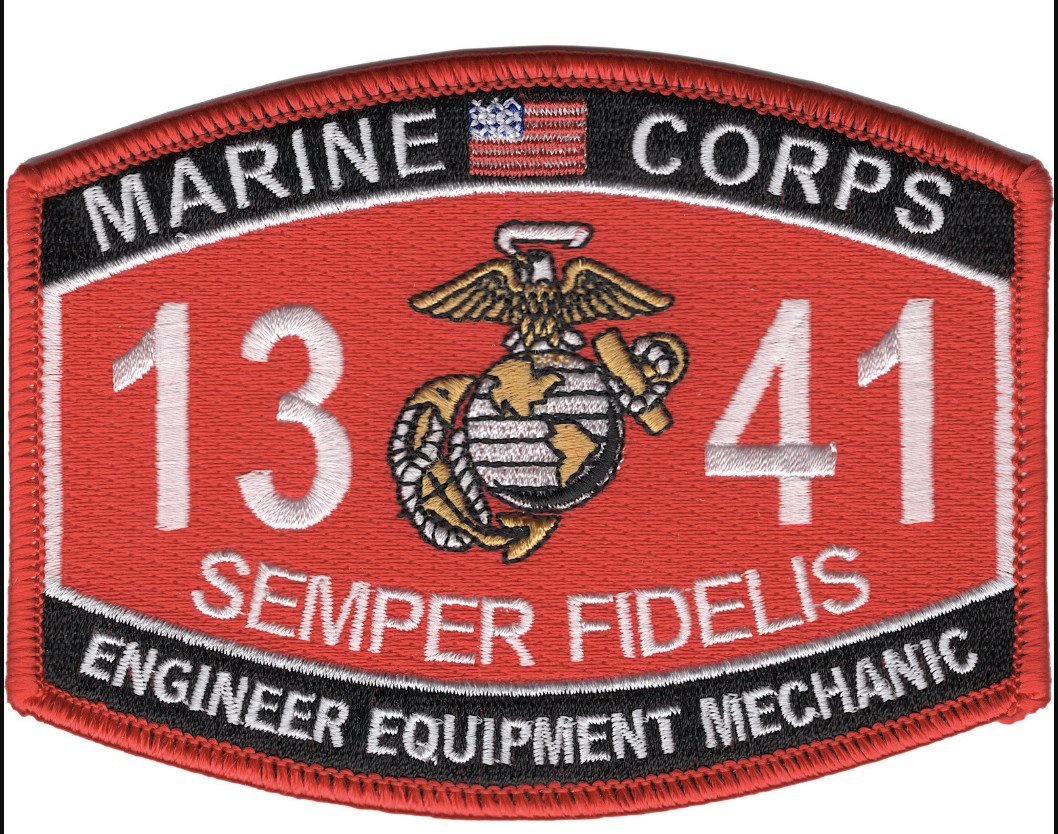 4.5" MARINE CORPS MOS 1341 ENGINEER EQUIPMENT MECHANIC EGA EMBROIDERED PATCH