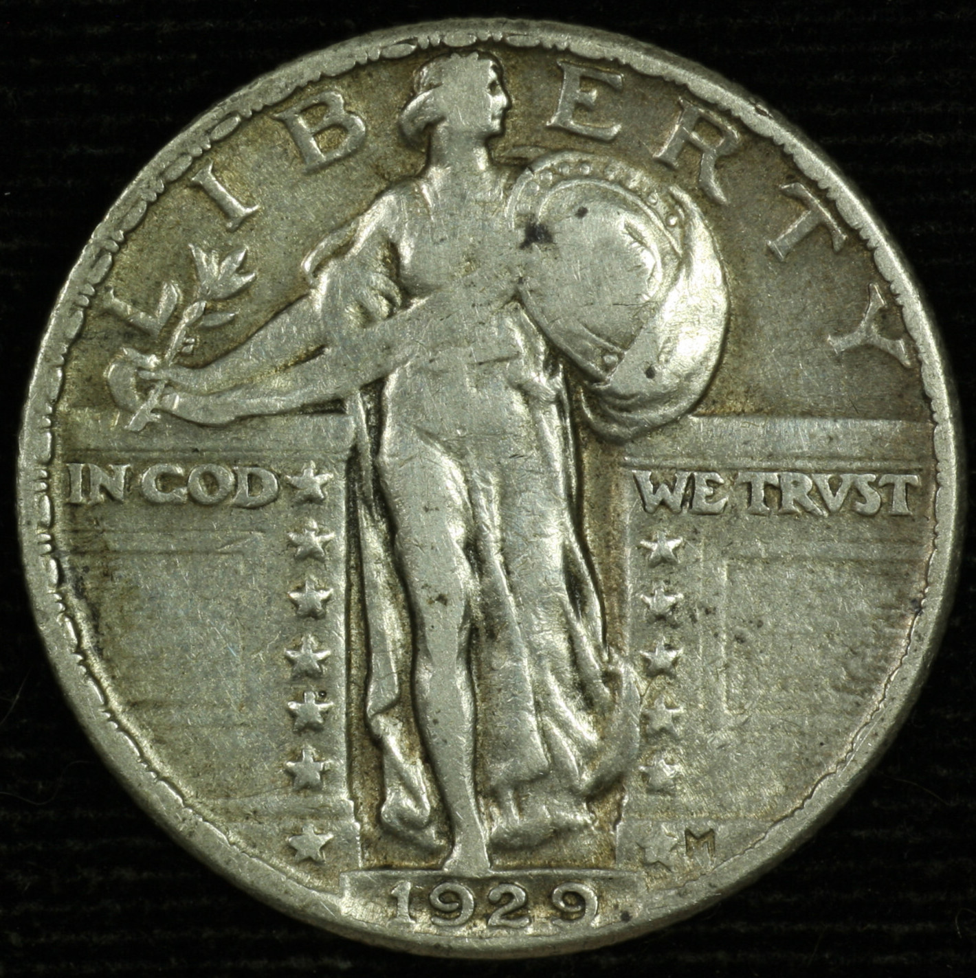 Standing Liberty Silver Quarter. 1929 P. Very Fine.  Lot # 9049-81-503