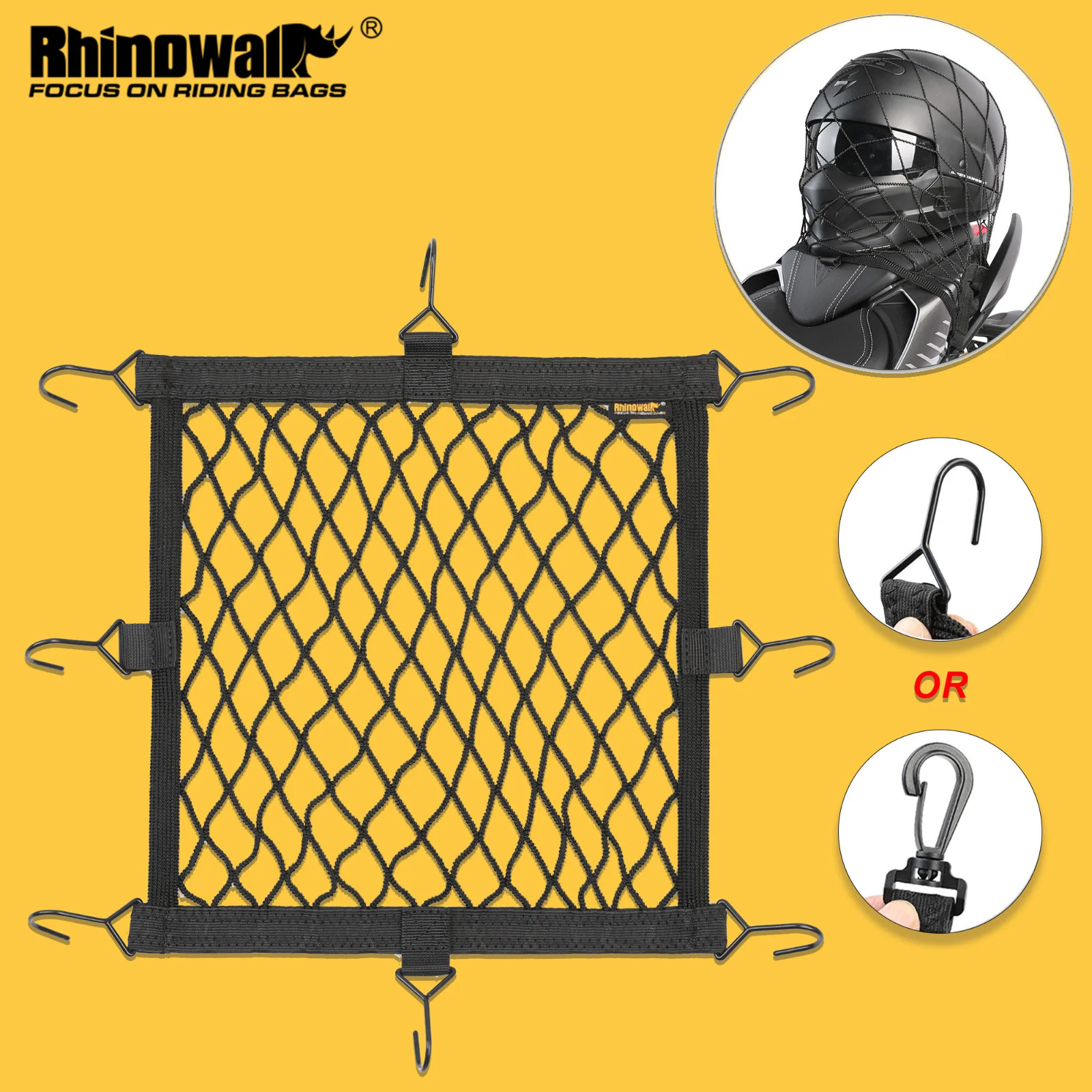 Rhinowalk Motorcycle Luggage Net Helmet Holder Universal Metal/Plastic 8 Hooks