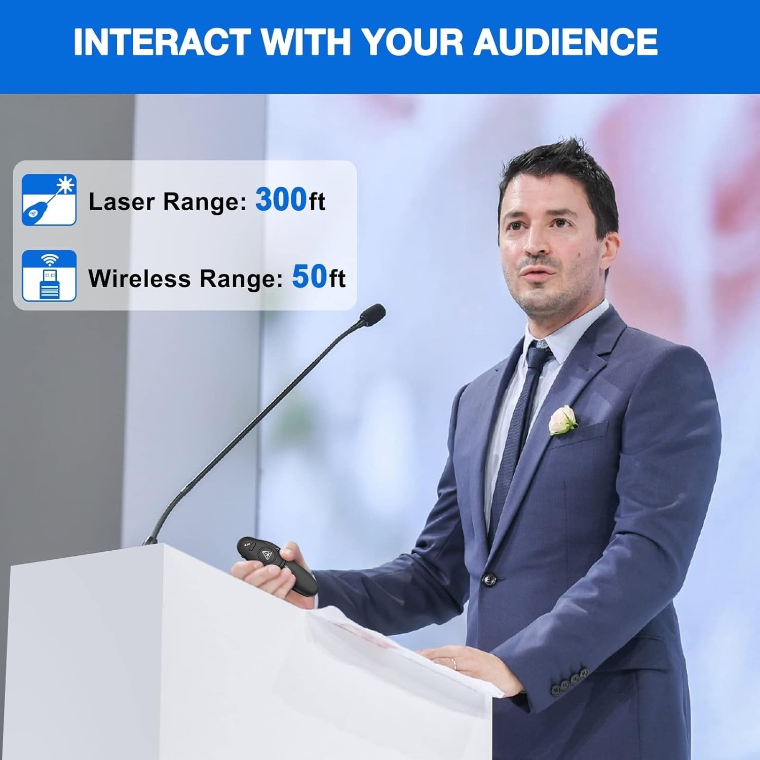 Wireless Presentation Clicker Remote Ppt Powerpoint Laser Pointer Usb 2.4ghz