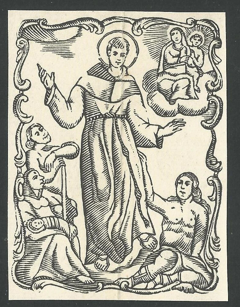 Holy card antique de San Antonio de Padua santino image pieuses estampa