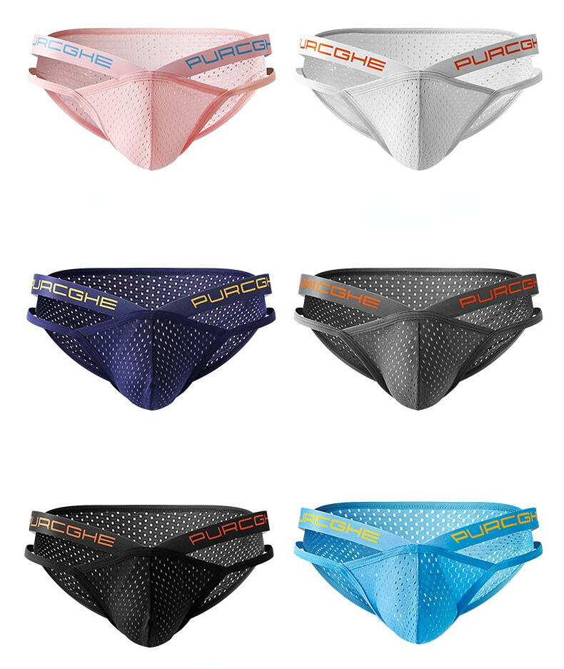 Hollow Out Bikini Briefs for Men Mesh Sexy Underwear Ice Silk Men's Gay Panties