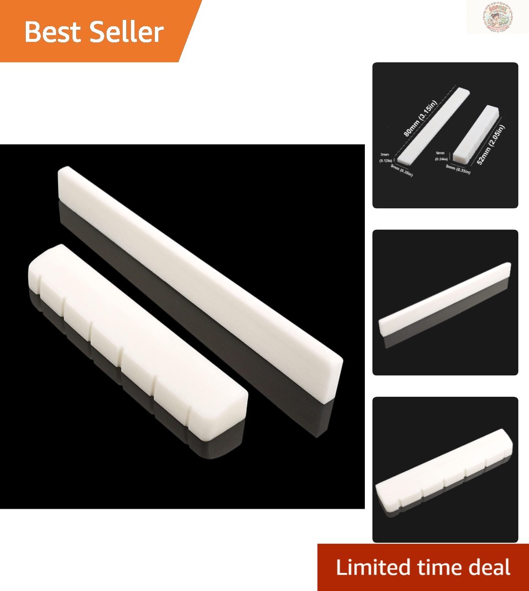 Classical Guitar Nut & Saddle Set - Real Bone, Uncoated Finish for Superior Tone