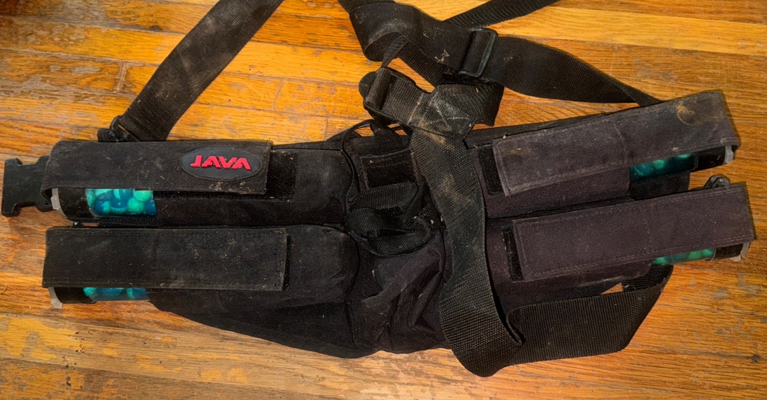 JAVA Paintball Harness Pod Pack Waist Belt Adjustable w 4 FULL PAINTBALL Pods