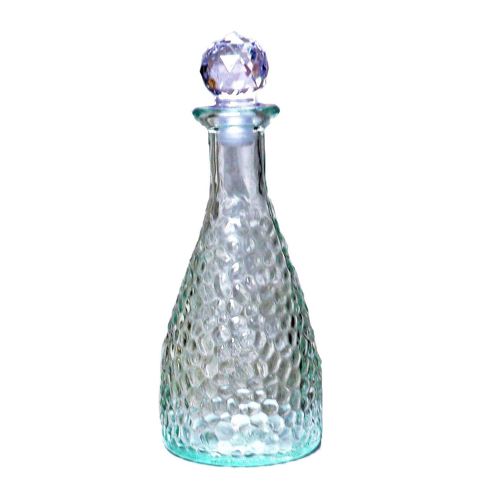 Clear Hammered Glass Bottle with Stopper, 6.9-Inch Decorative Bottle