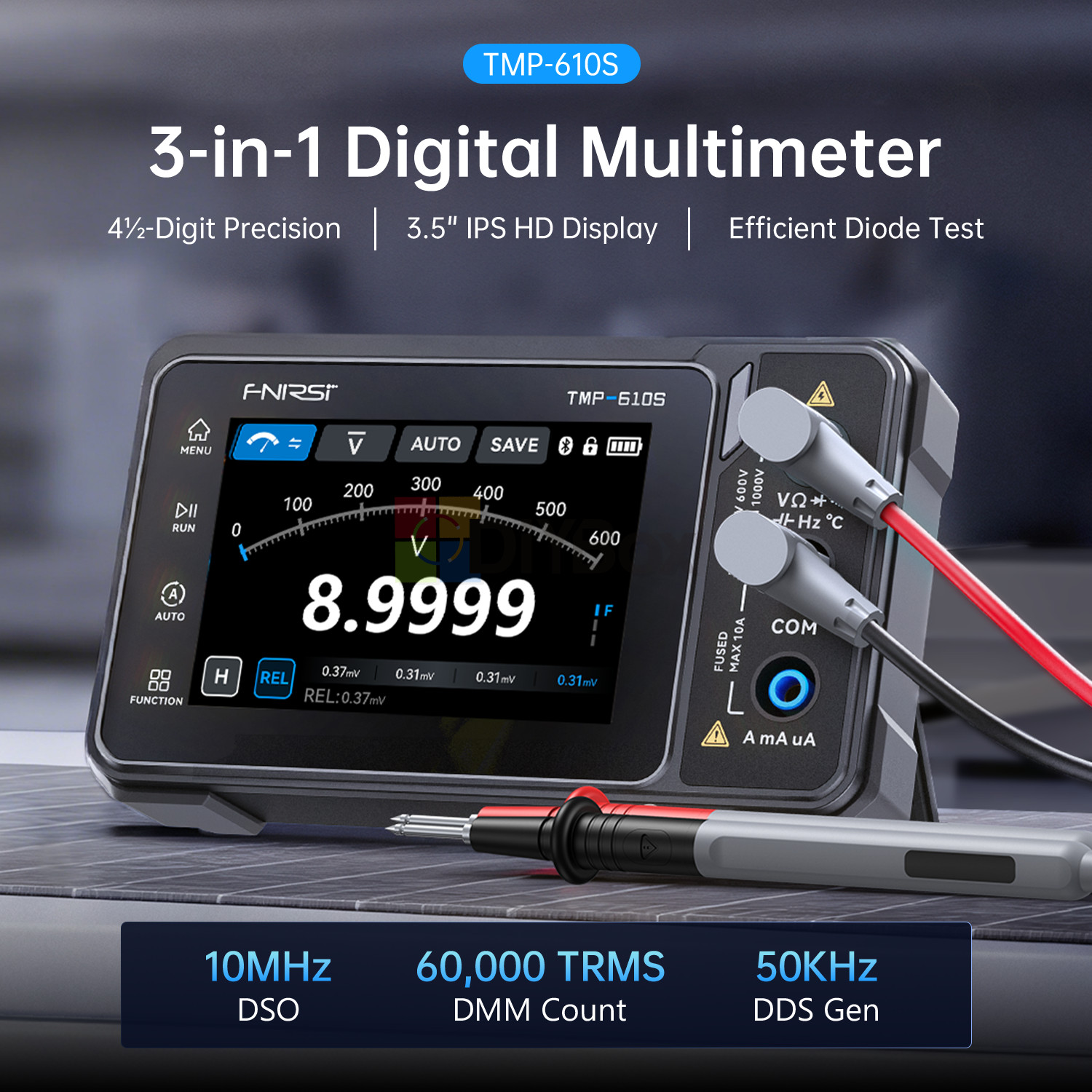 FNIRSI TMP610S 3IN1 Digital Multimeter Oscilloscope Signal Generator 50MS/s