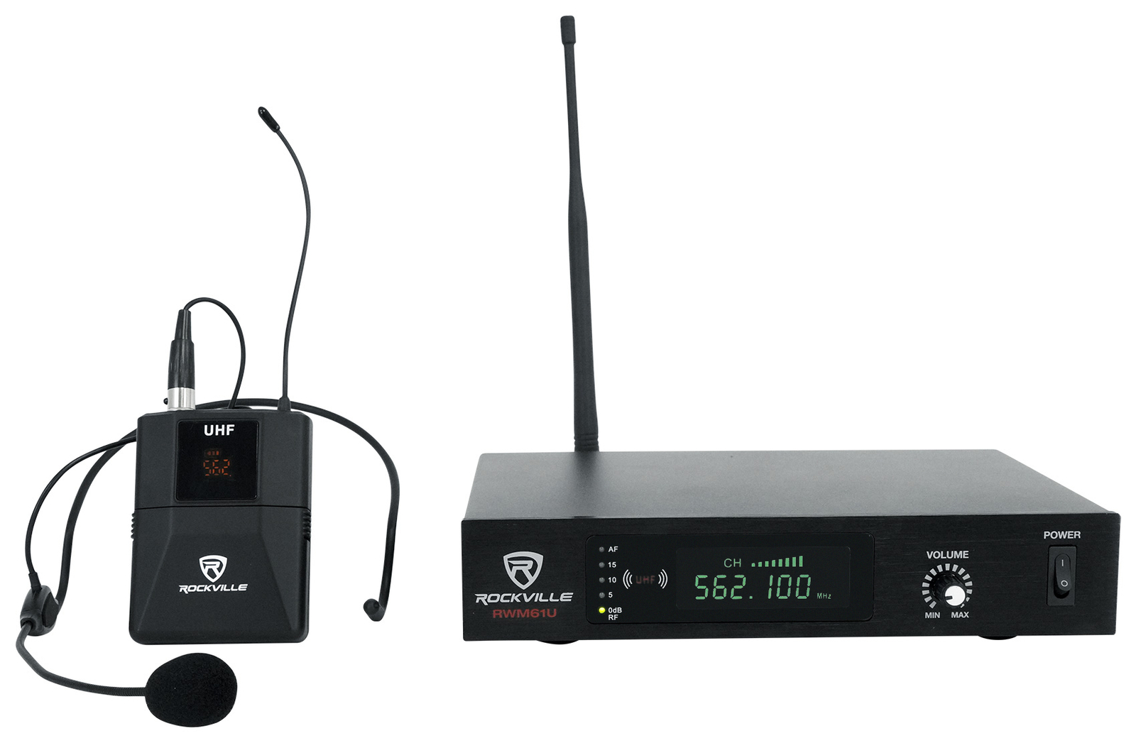 Rockville RWM61U Professional UHF Headset & Guitar Wireless Microphone System