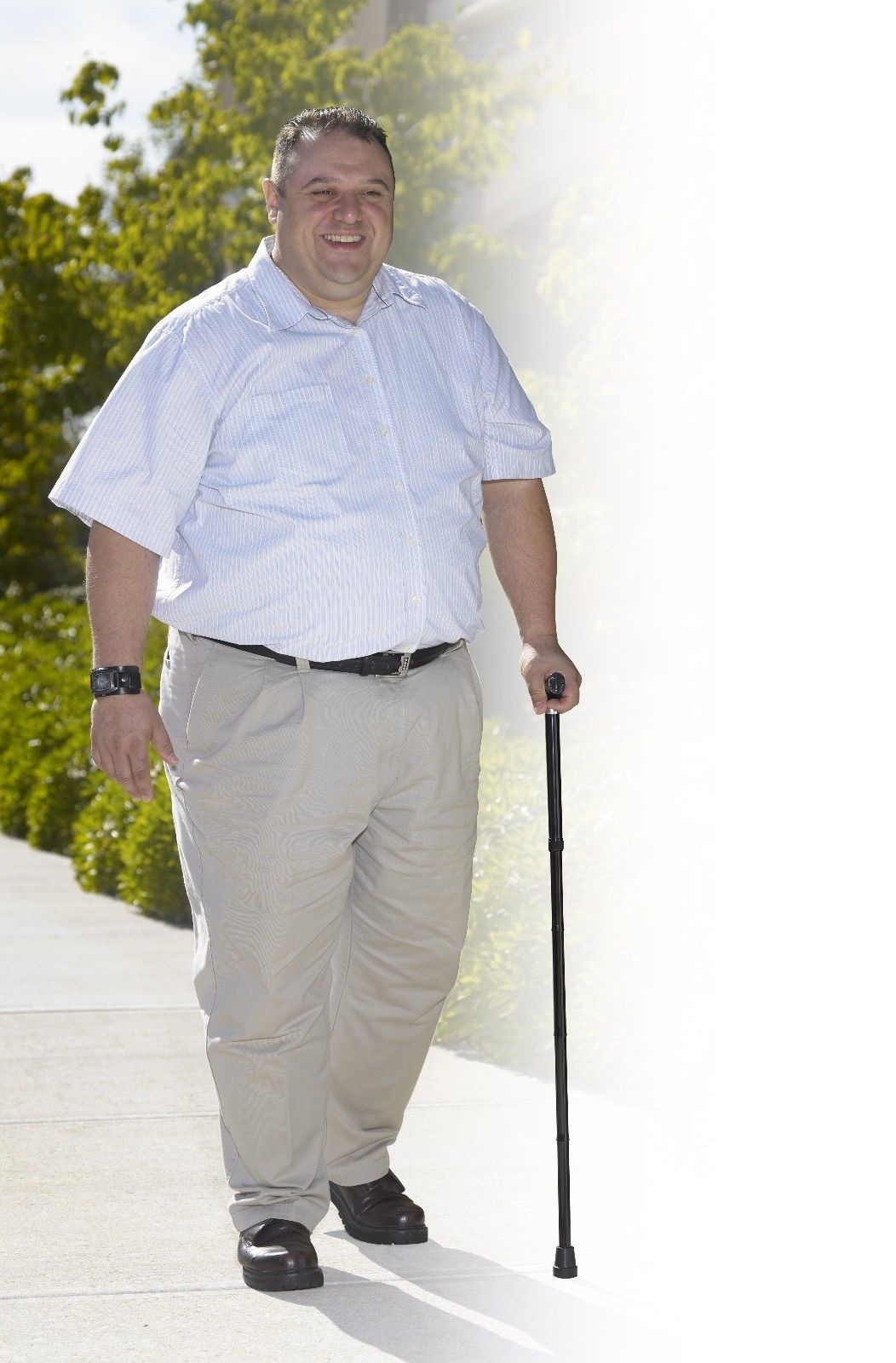 Heavy Duty Black Adjustable Bariatric Aluminum Folding Cane Supports up to 500lb