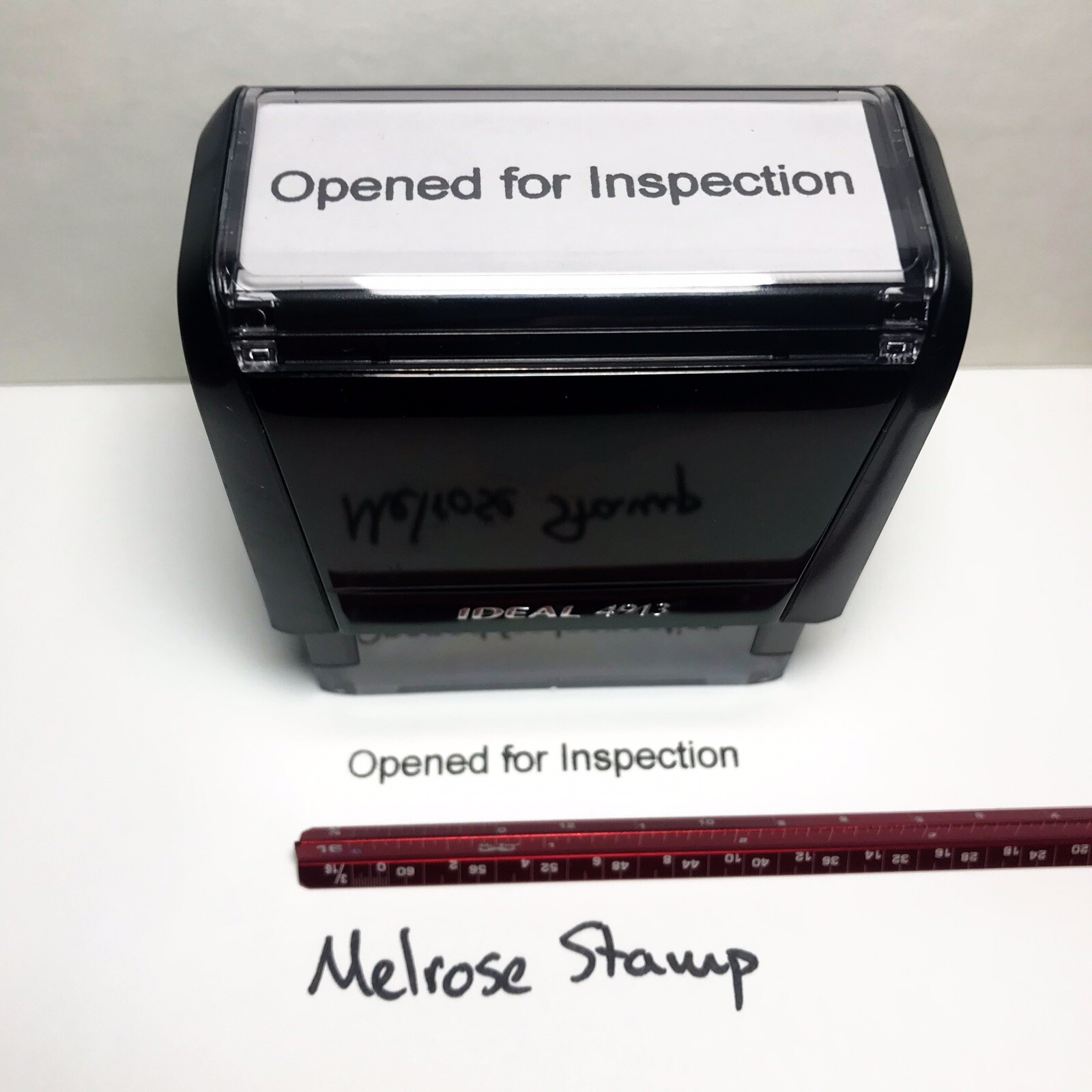 Opened For Inspection Rubber Stamp Black Ink Self Inking Ideal 4913
