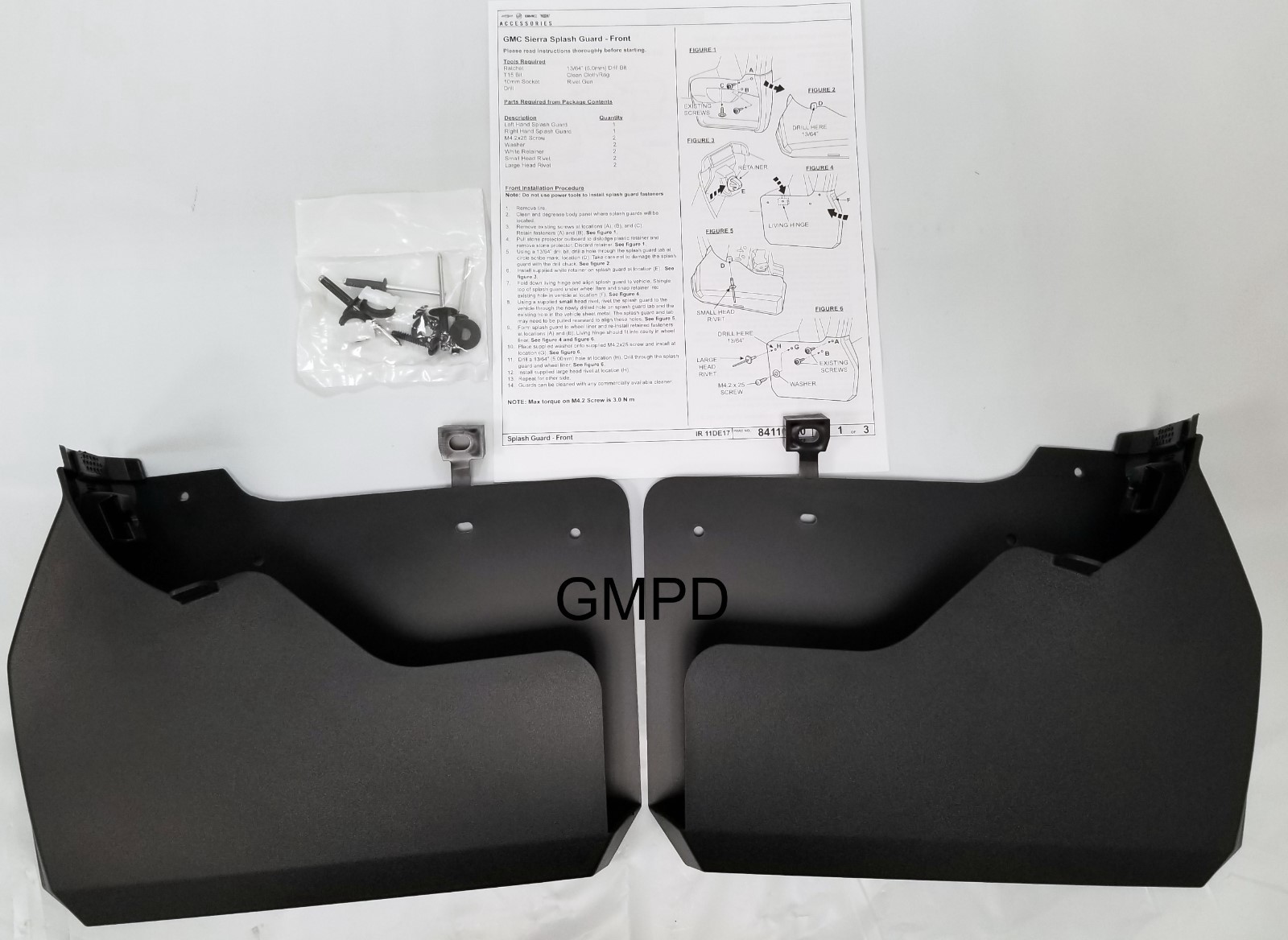 2019-2025 New Generation Sierra GM Front Black Molded Splash Mud Guards 85769041