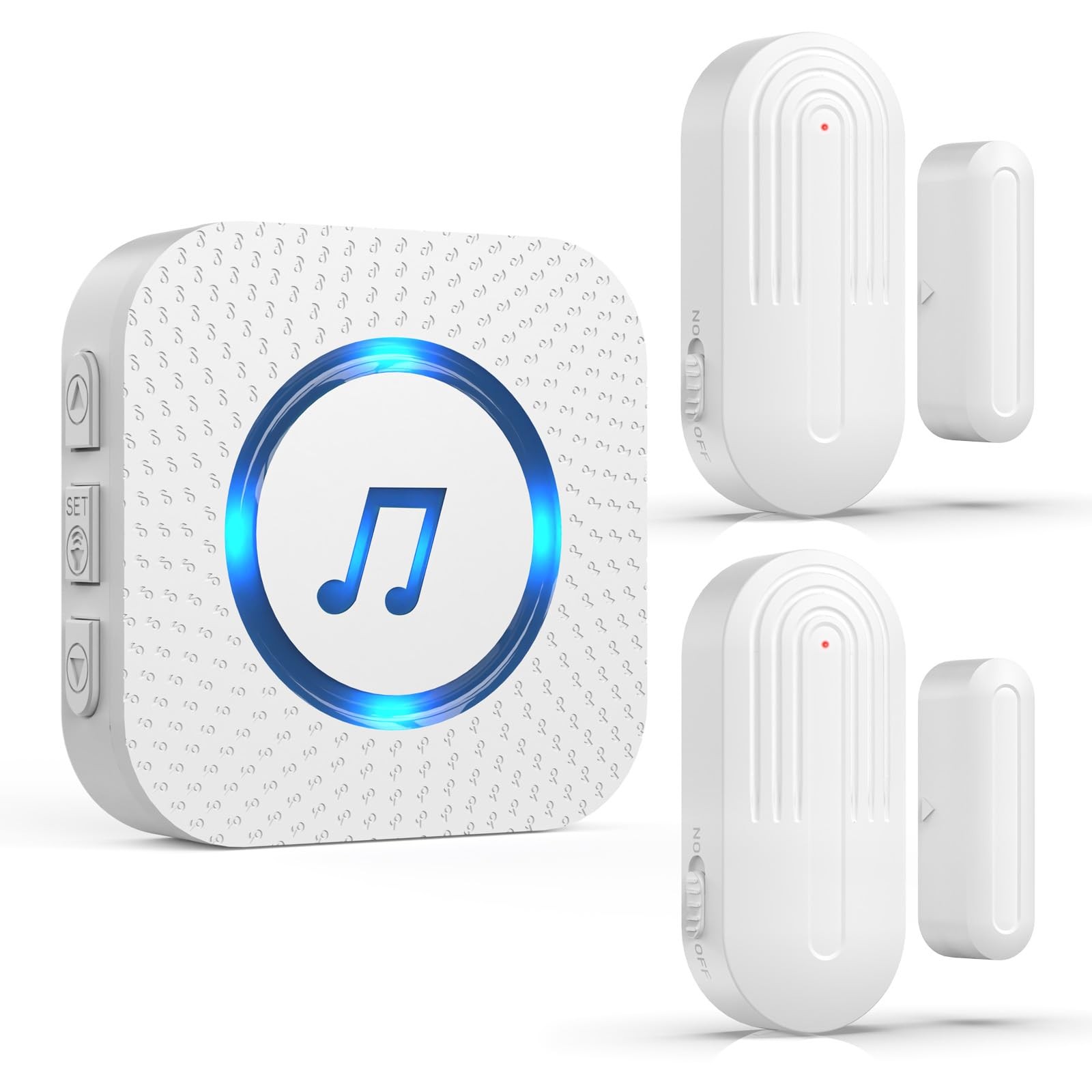 Door Chime,SanJie Wireless Sensor 2 Sensors + 1 Receiver White, White