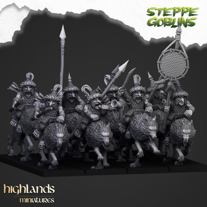 x10 Steppe Goblins - Mounted Steppe Goblins - Highland Miniatures 28mm