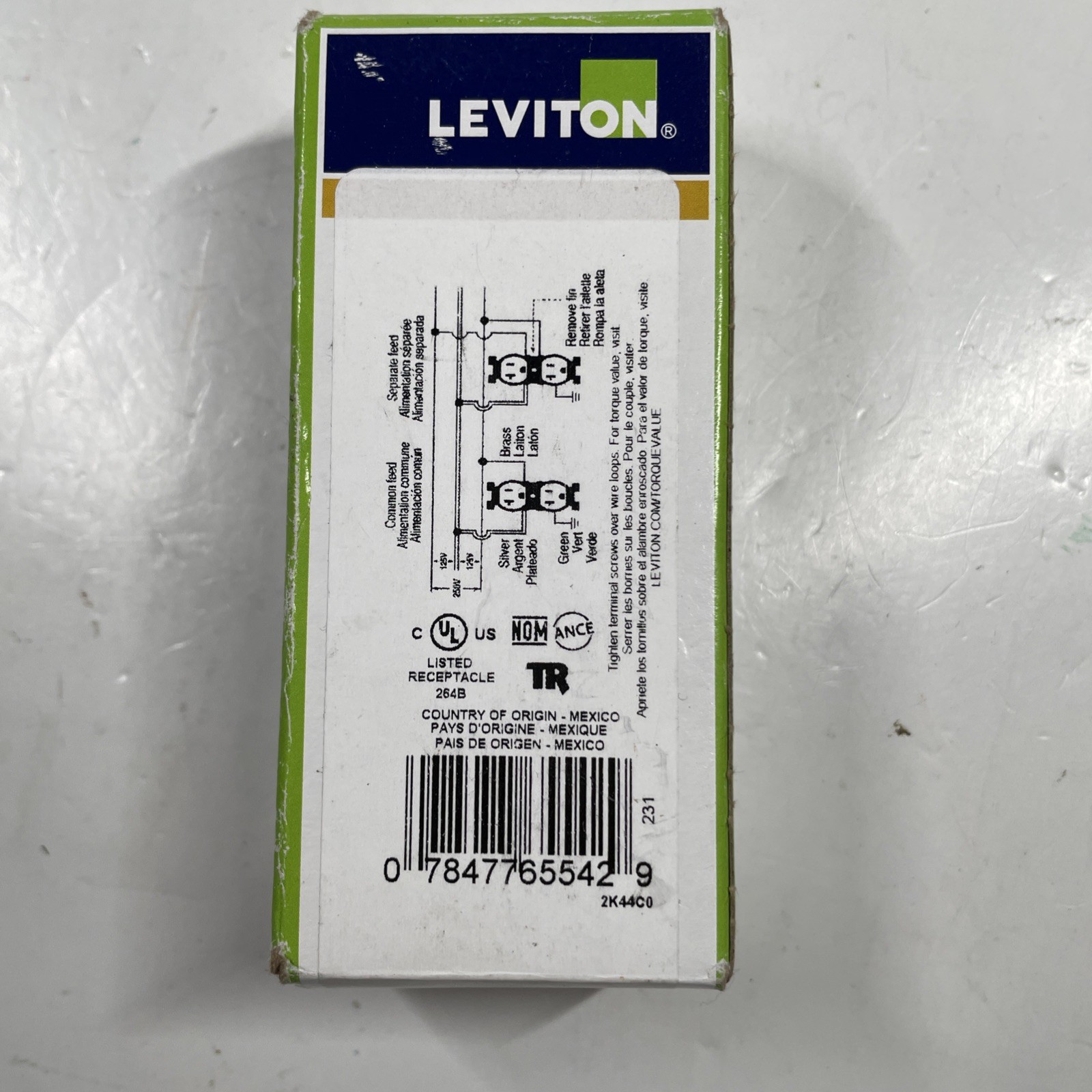 NEW-Leviton TCR20-1 White Commercial Tamper Resistant Duplex Receptacle 20A 120V